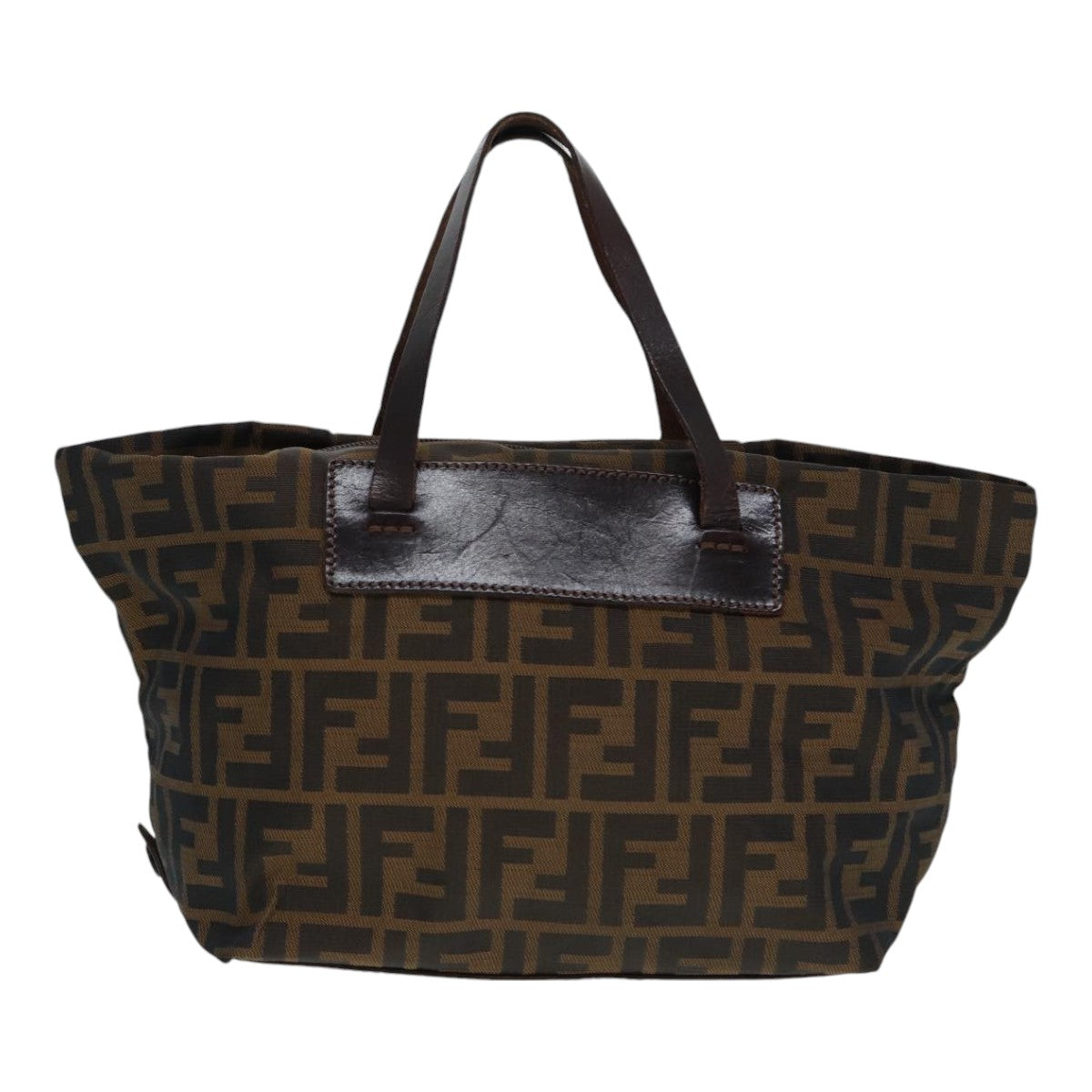 FENDI Zucca Canvas Hand Bag Brown Black Auth ep5621