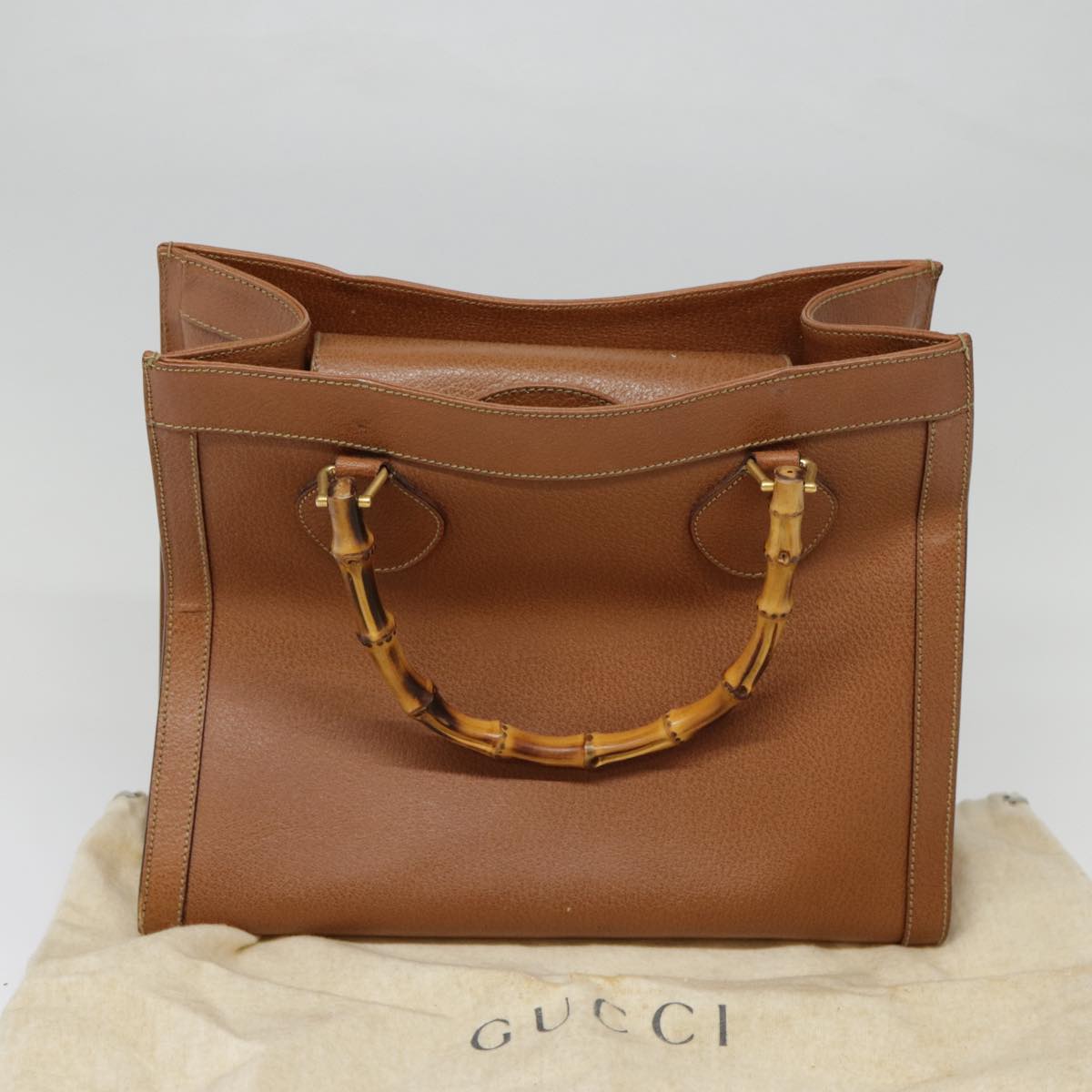 GUCCI Bamboo Hand Bag Leather Brown Gold 002 1186 0260 Auth ep5623