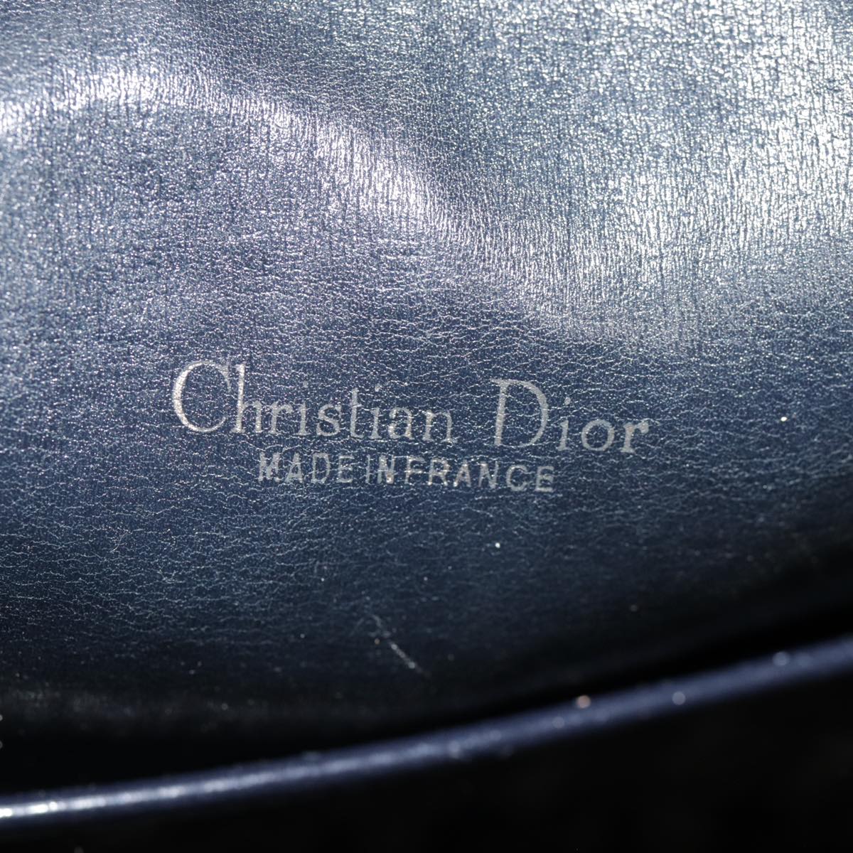 Christian Dior Trotter Canvas Hand Bag Navy Gold Auth ep5635