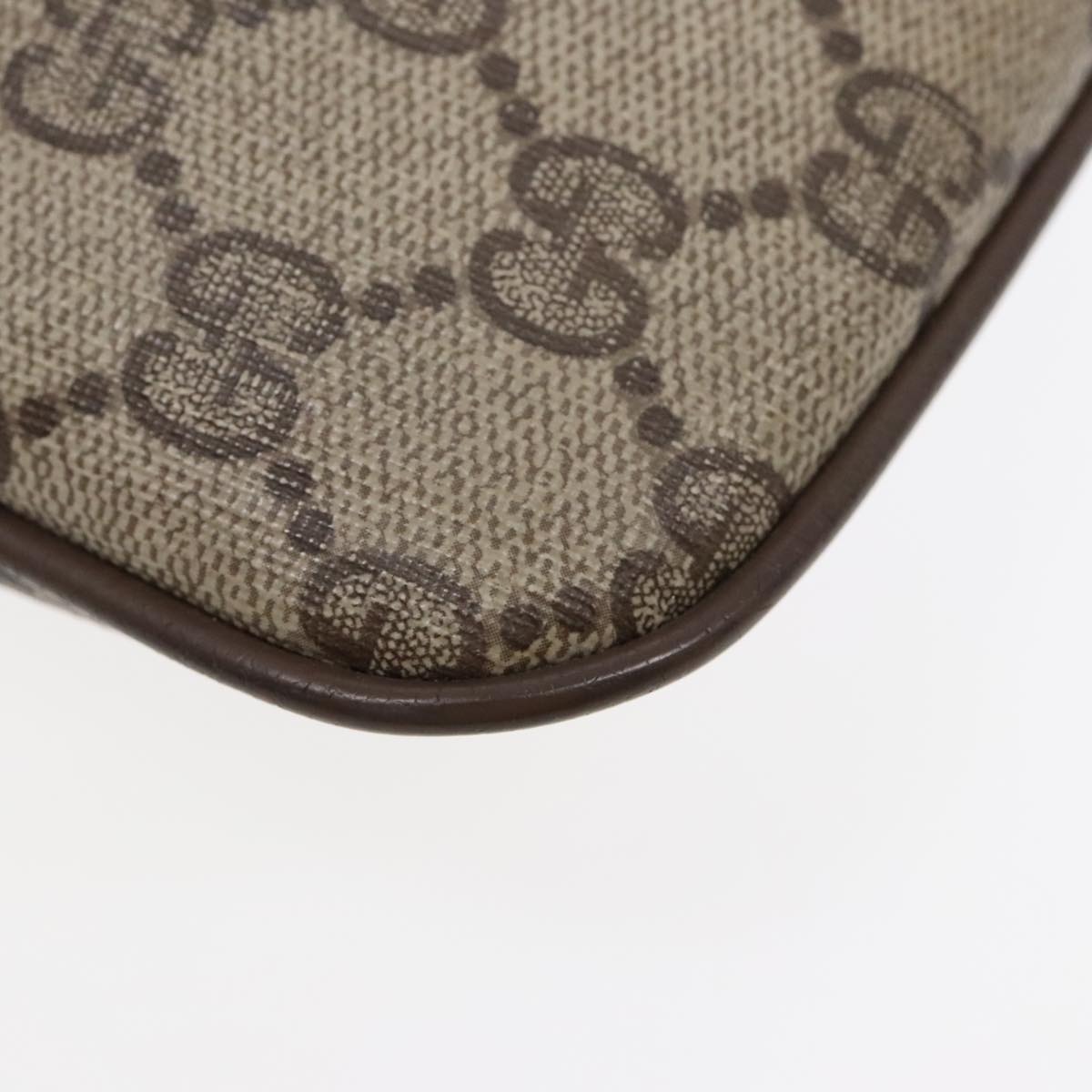 GUCCI GG Supreme Web Sherry Line Shoulder Bag PVC Beige Gold Auth ep5636