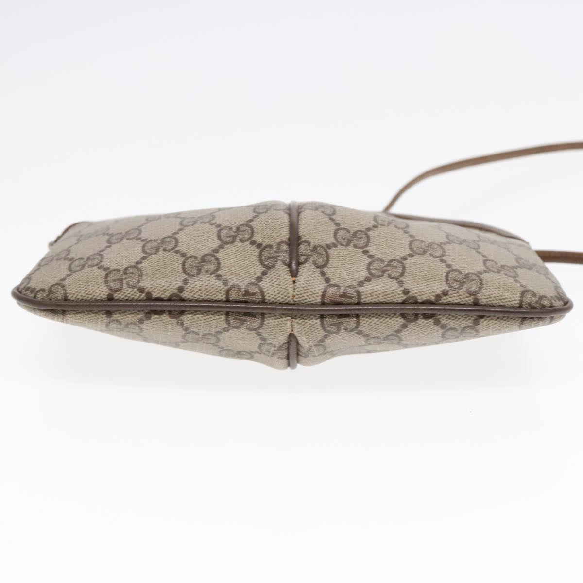 GUCCI GG Supreme Web Sherry Line Shoulder Bag PVC Beige Gold Auth ep5636