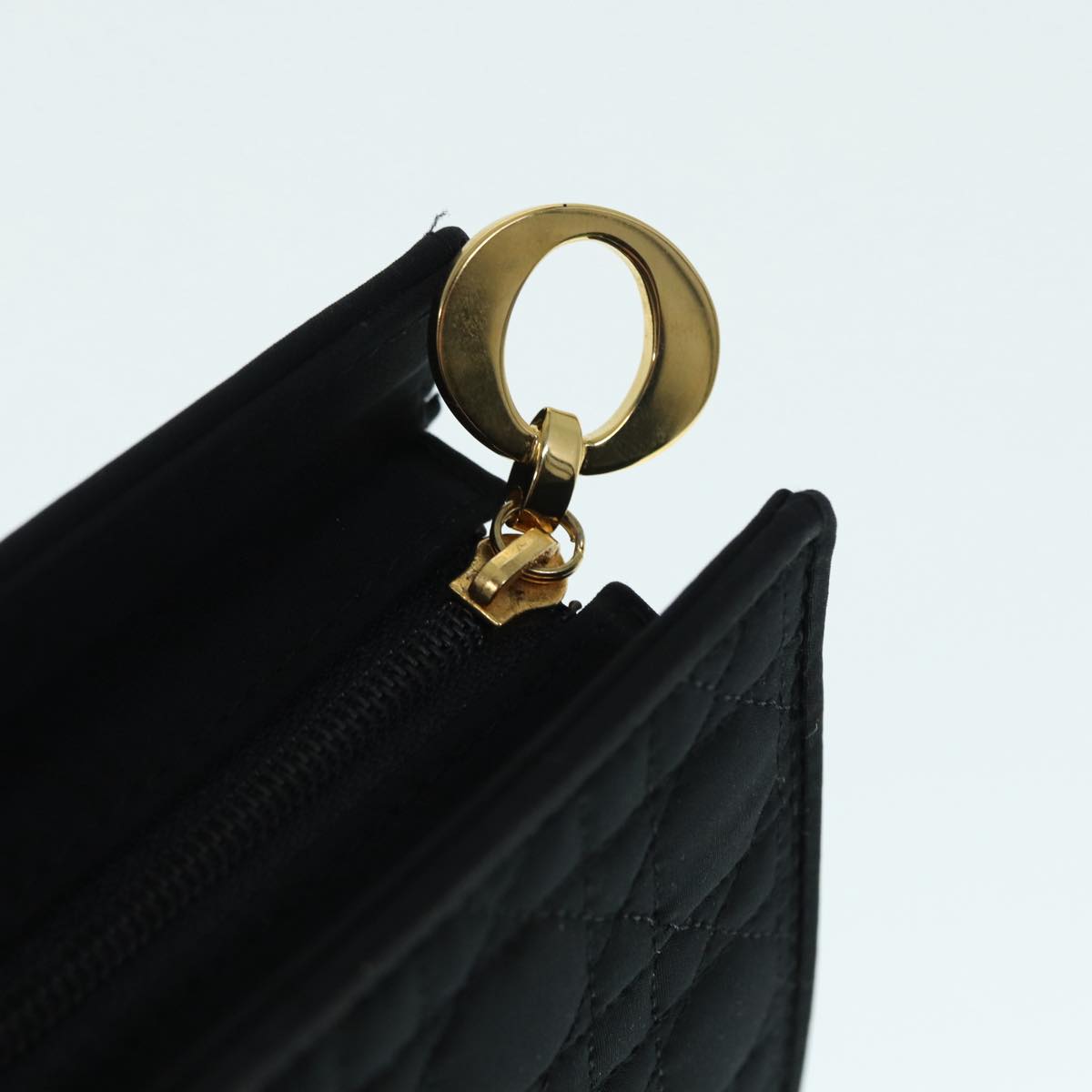 Christian Dior Canage Pouch Nylon Black Gold Auth ep5643