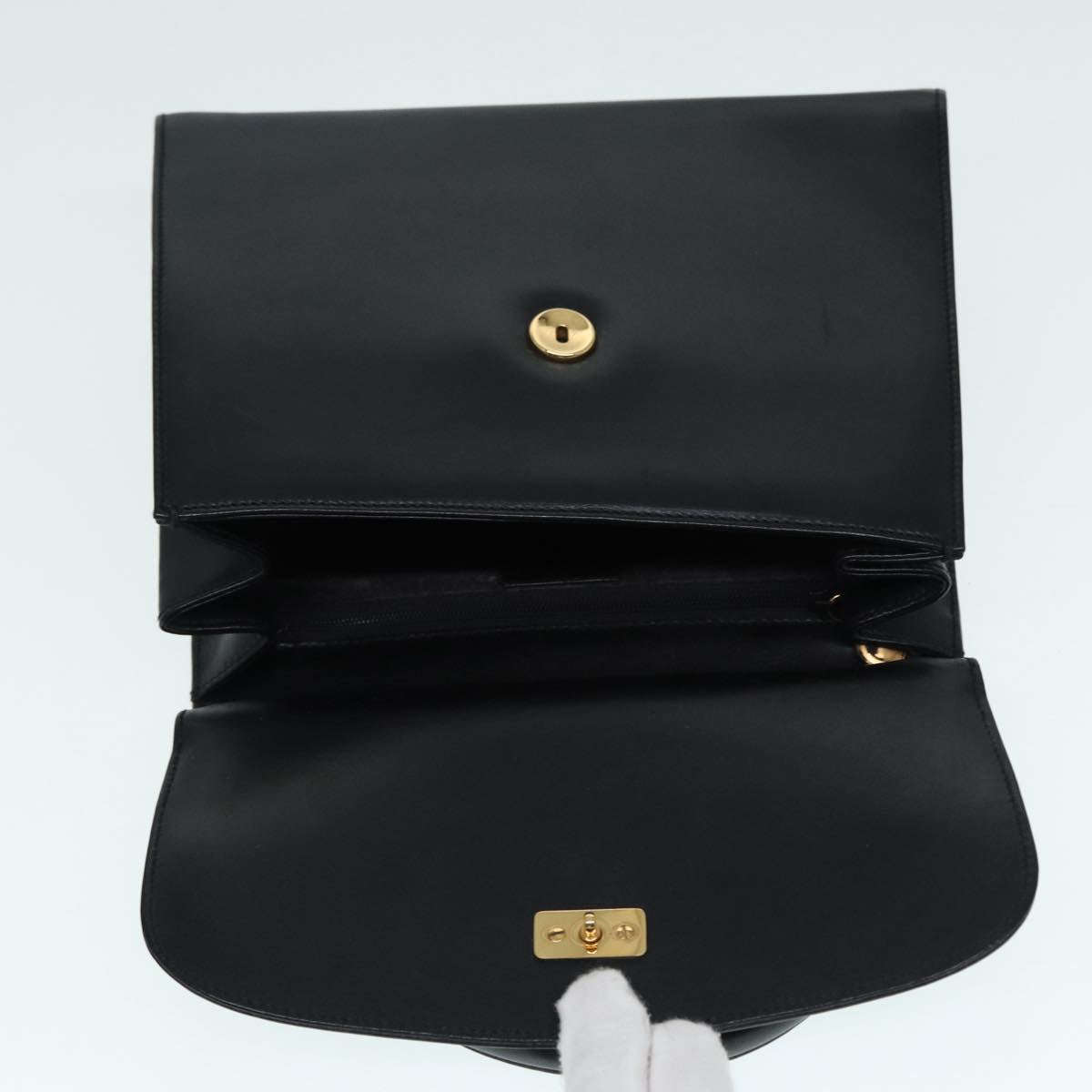 GUCCI Hand Bag Leather 2way Gold Black 000 406 0238 Auth ep5648