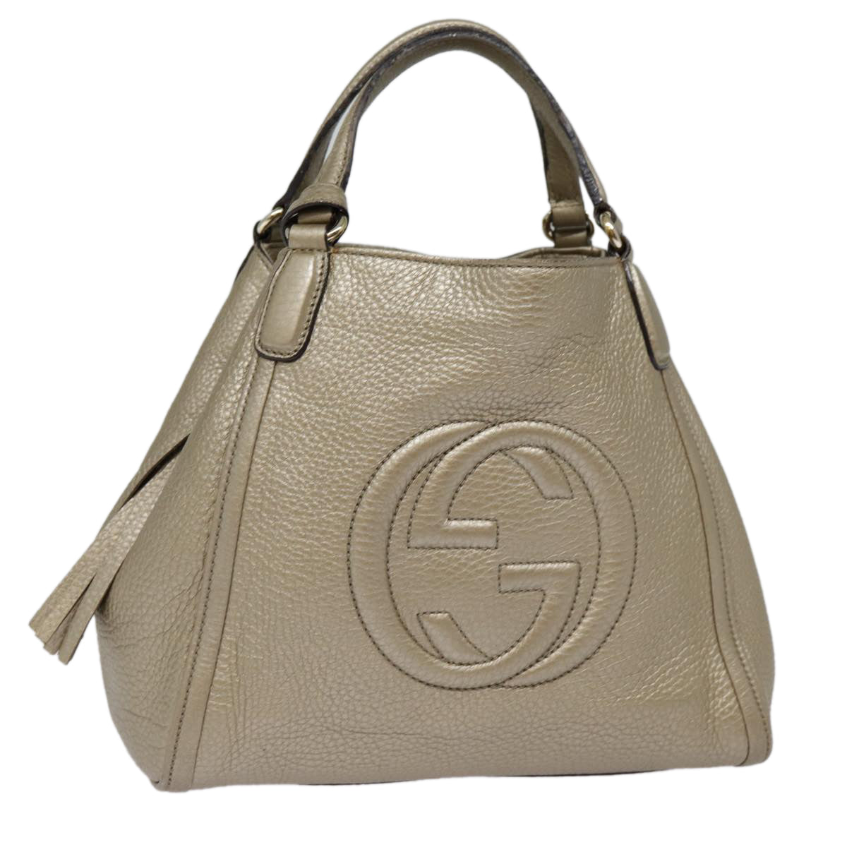 GUCCI Hand Bag Leather Gold Tone Gold 336751 Auth ep5652