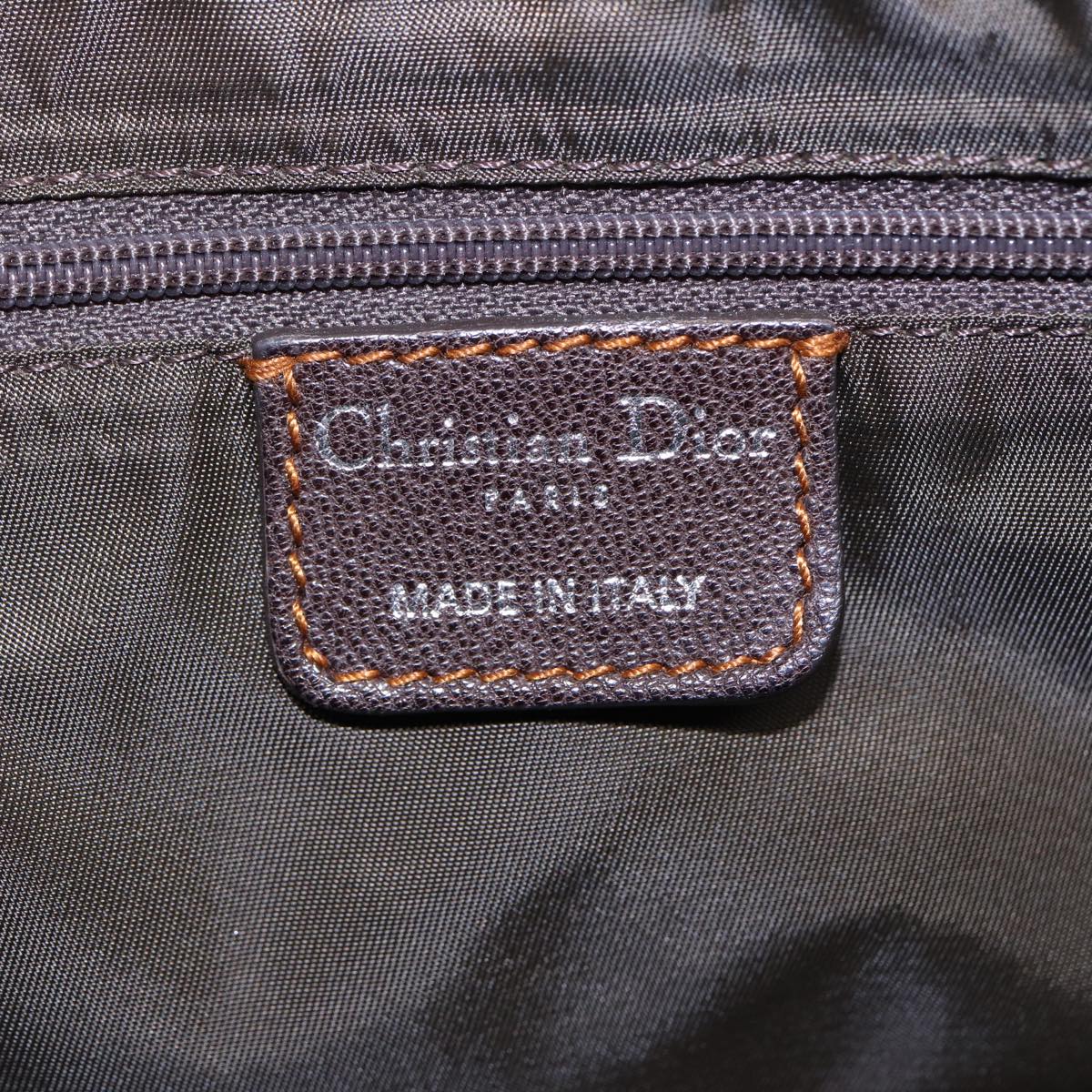 Christian Dior Trotter Canvas Hand Bag Brown Silver Auth ep5661