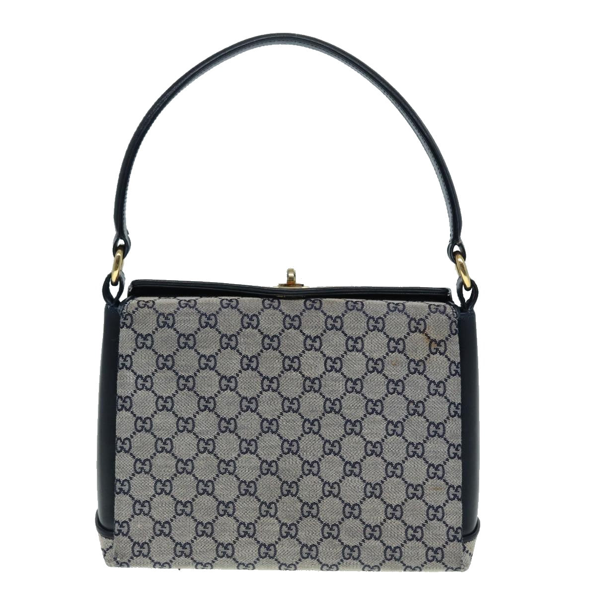 GUCCI GG Canvas Hand Bag Navy Gold Auth ep5687