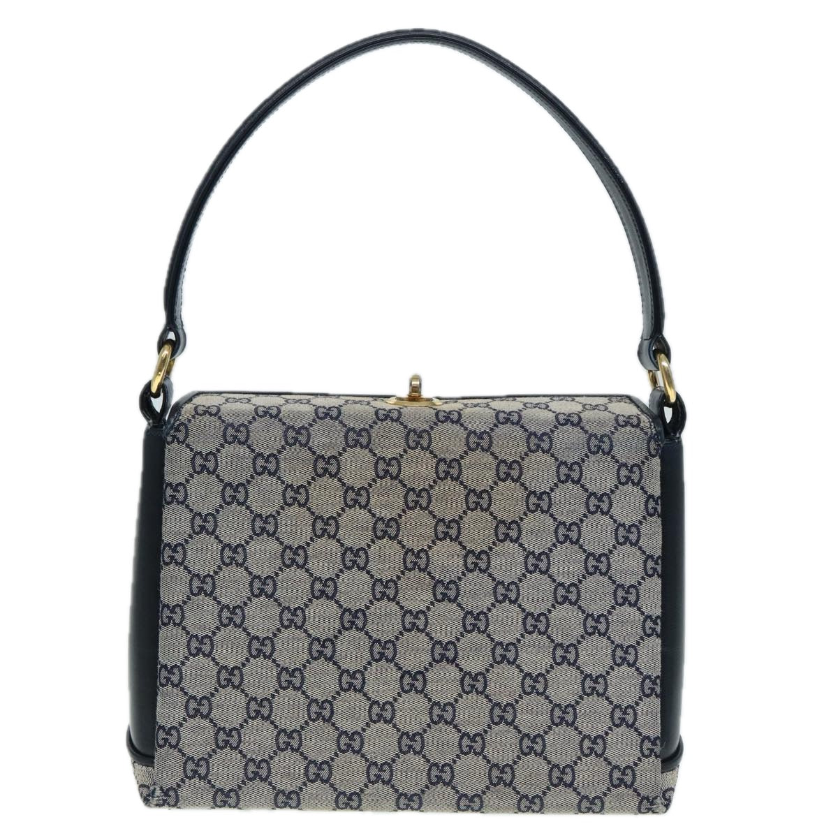 GUCCI GG Canvas Hand Bag Navy Gold Auth ep5687