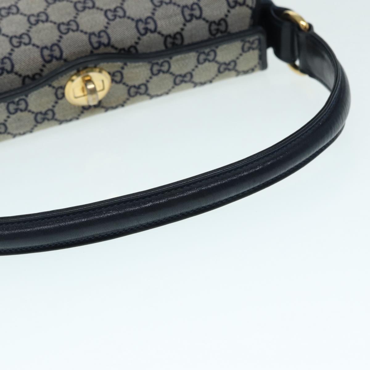 GUCCI GG Canvas Hand Bag Navy Gold Auth ep5687