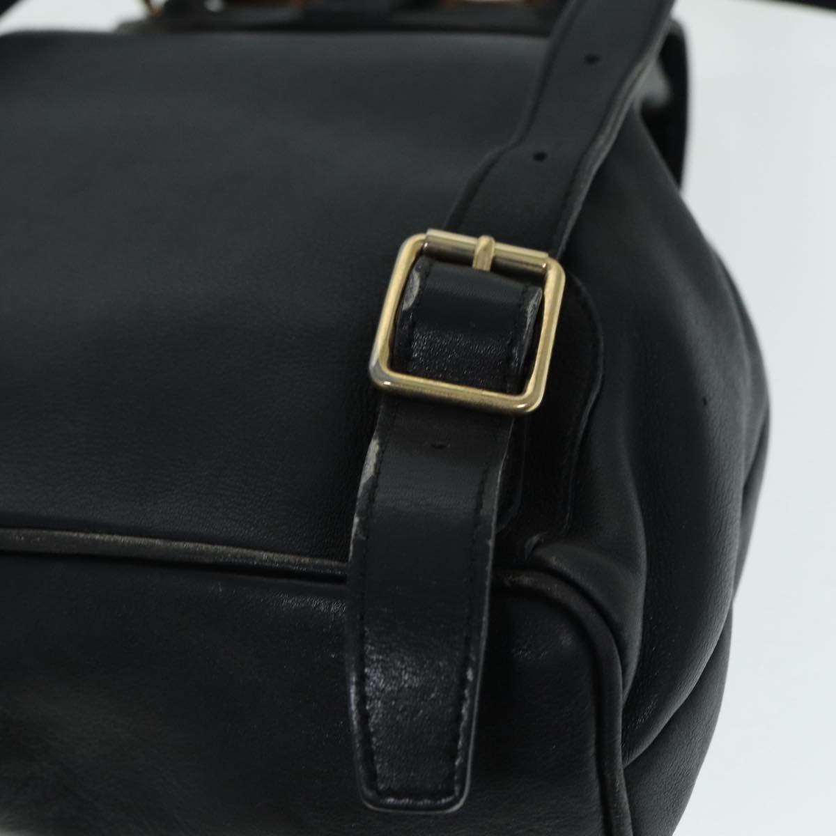 GUCCI Bamboo Backpack Leather Black Gold 003 2034 0030 Auth ep5694