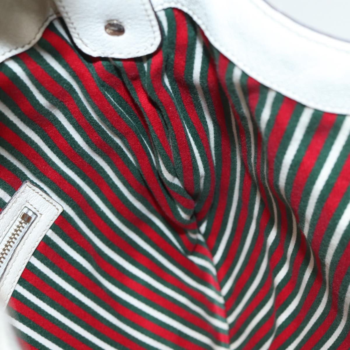 GUCCI Horsebit Shoulder Bag Leather Beige Gold 170013 Auth ep5698