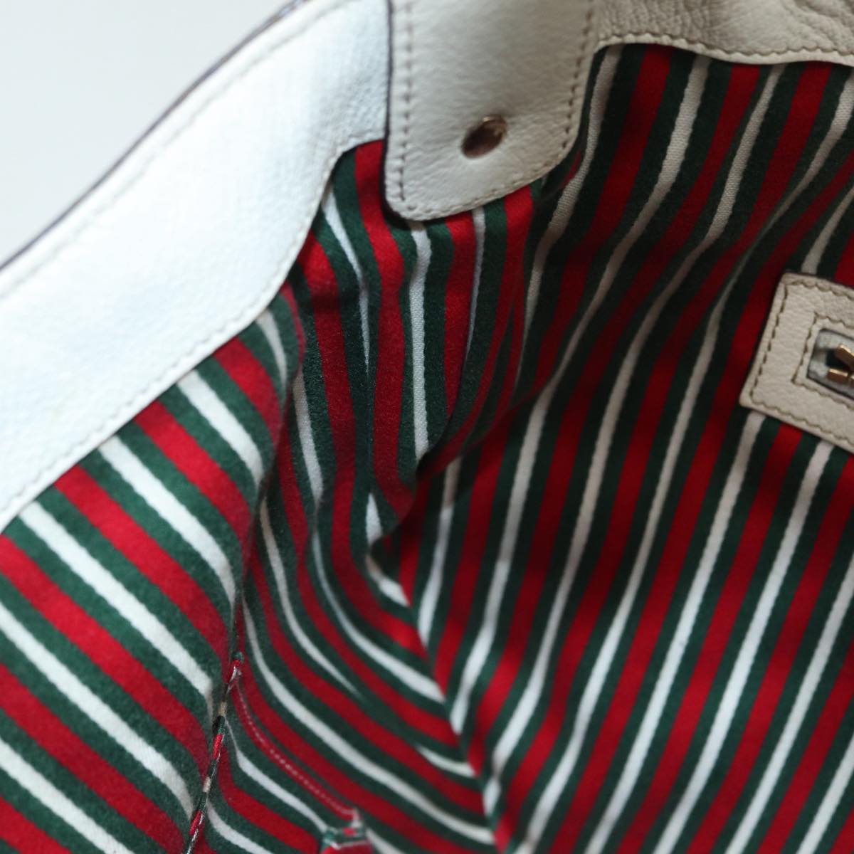 GUCCI Horsebit Shoulder Bag Leather Beige Gold 170013 Auth ep5698