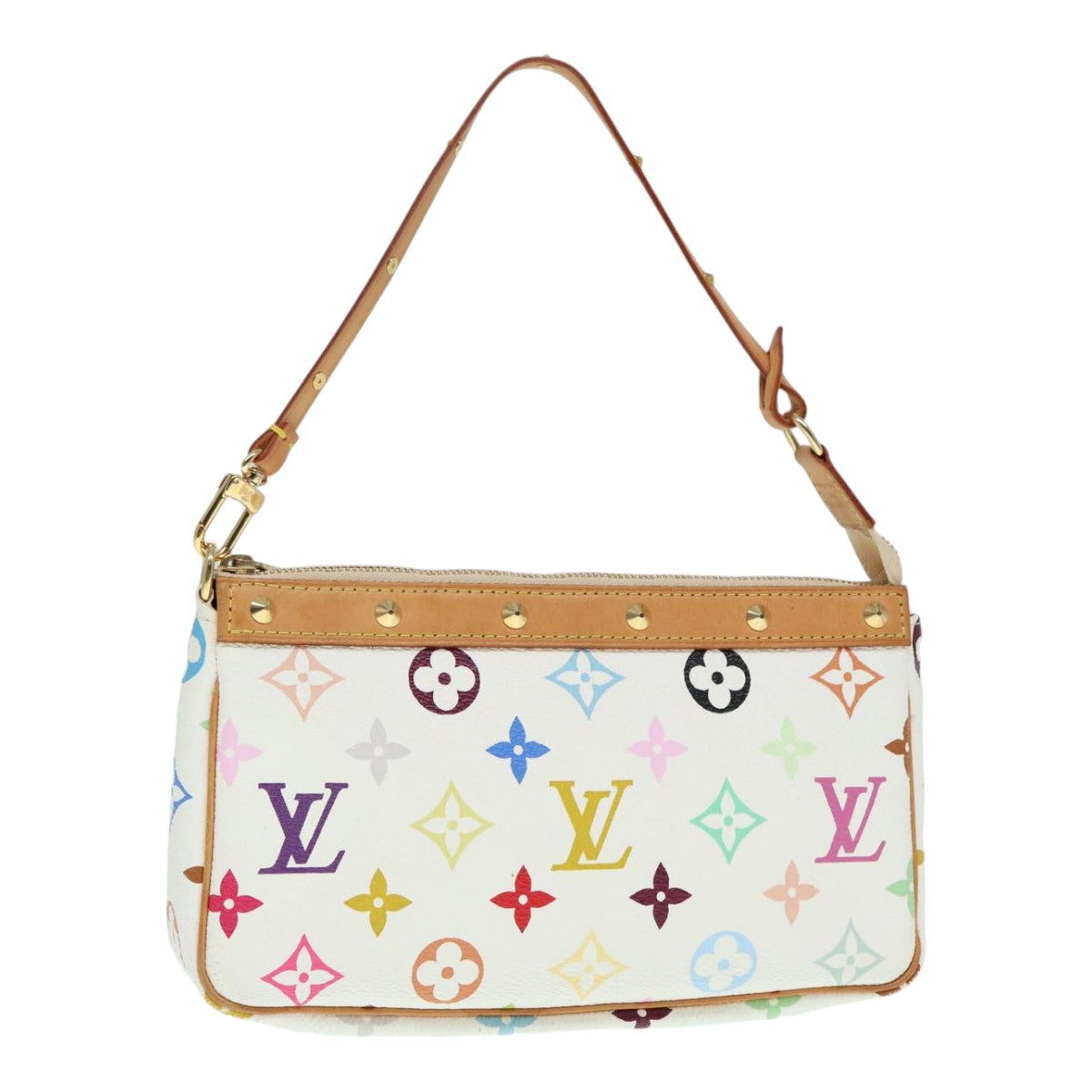 LOUIS VUITTON Monogram Multicolor Pochette Pouch White M92649 LV Auth ep5710