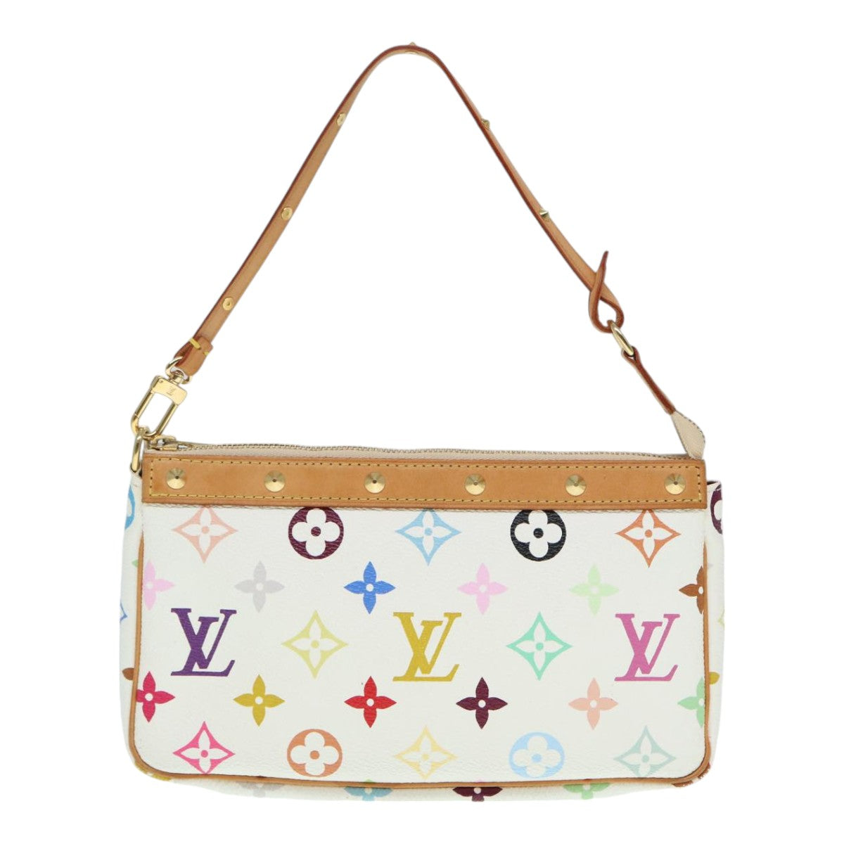 LOUIS VUITTON Monogram Multicolor Pochette Pouch White M92649 LV Auth ep5710