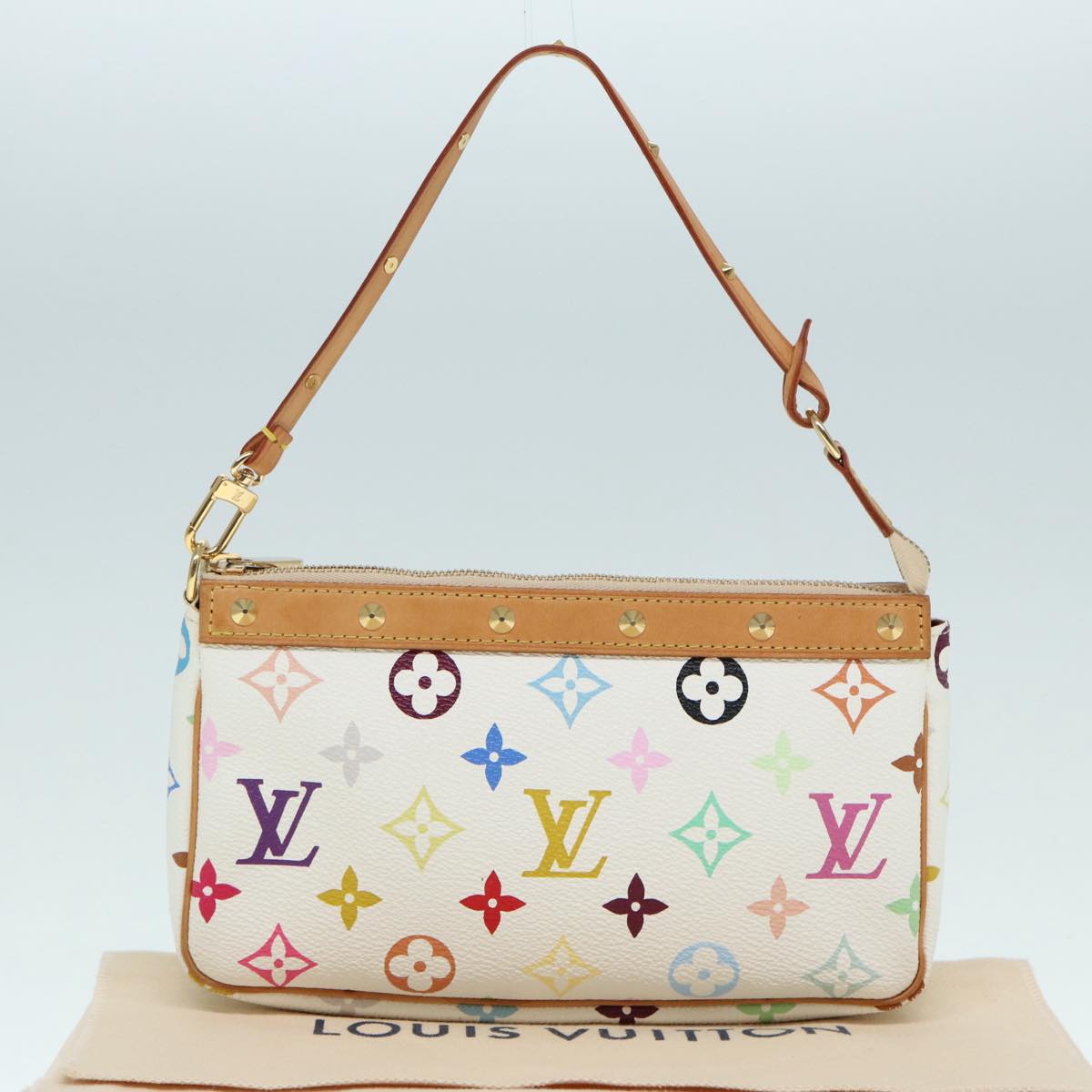 LOUIS VUITTON Monogram Multicolor Pochette Pouch White M92649 LV Auth ep5710