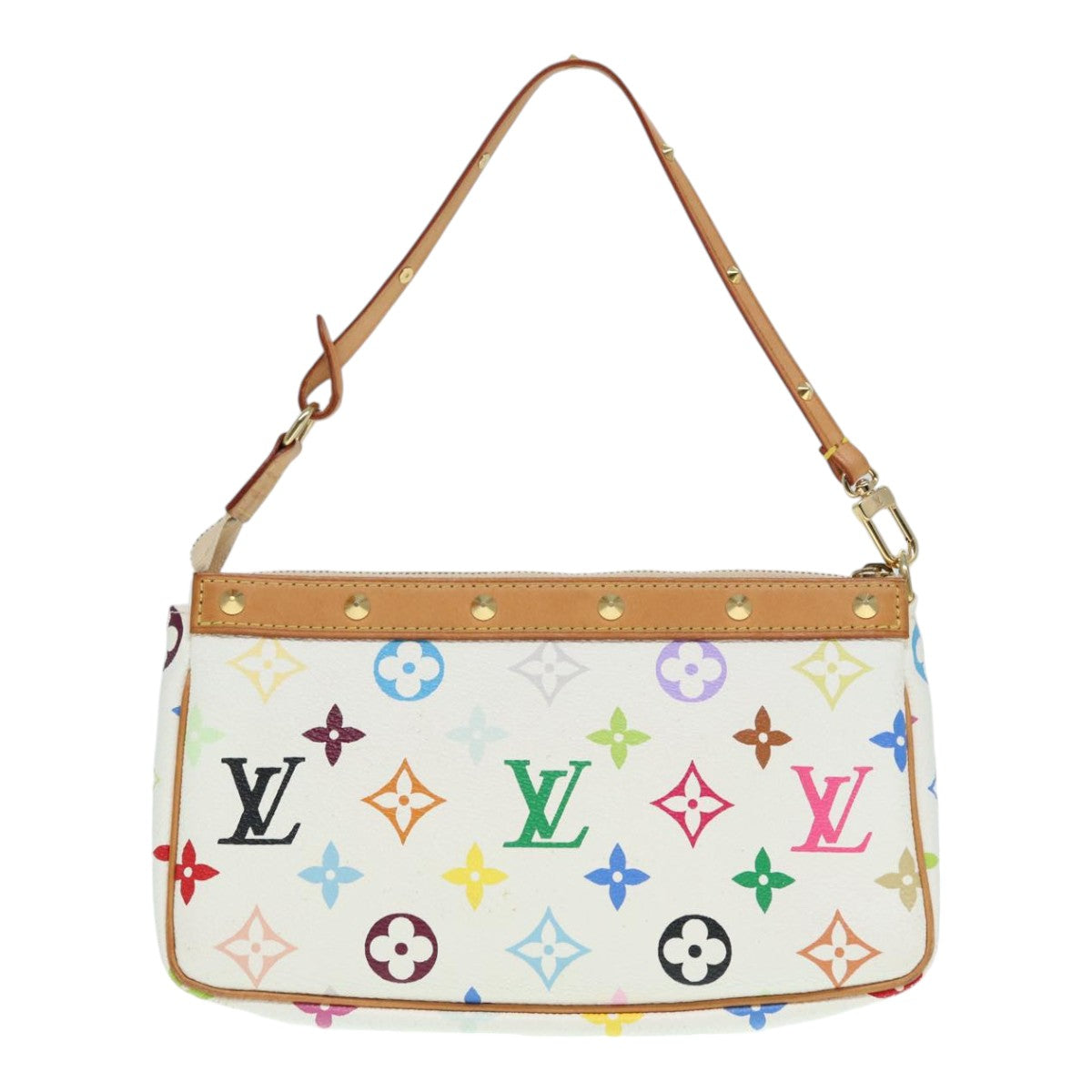 LOUIS VUITTON Monogram Multicolor Pochette Pouch White M92649 LV Auth ep5710