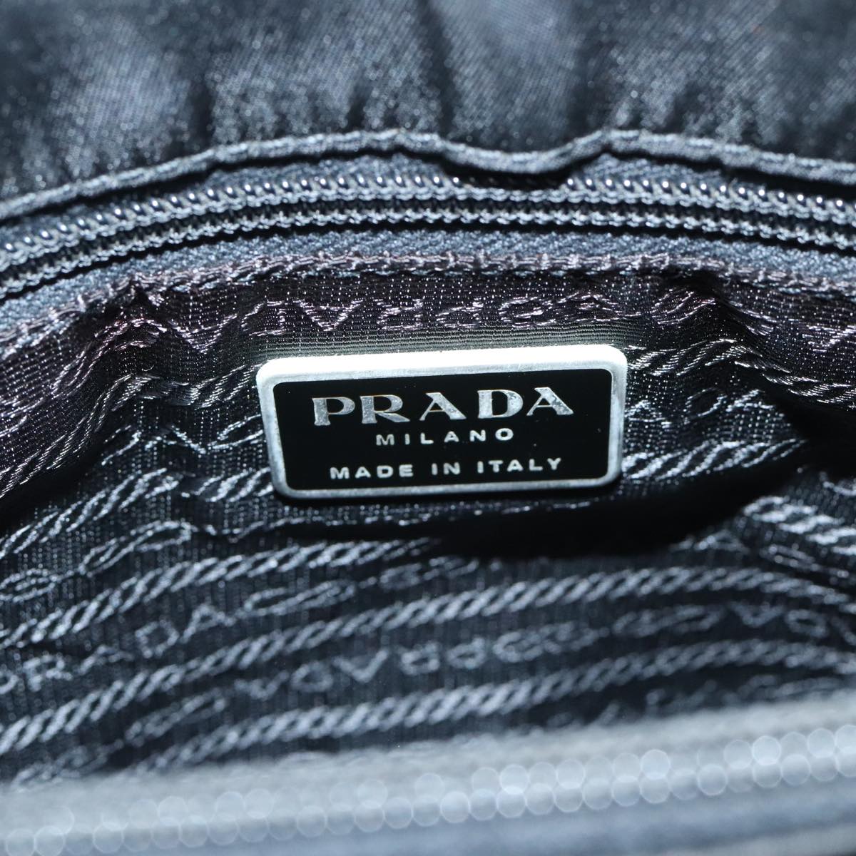 PRADA Hand Bag Nylon Plastic Leather Black Auth ep5732