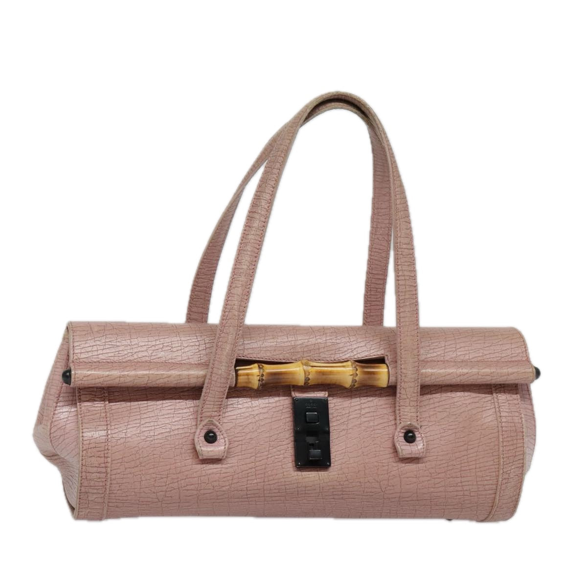 GUCCI Bamboo Hand Bag Leather Pink 111715 Auth ep5742