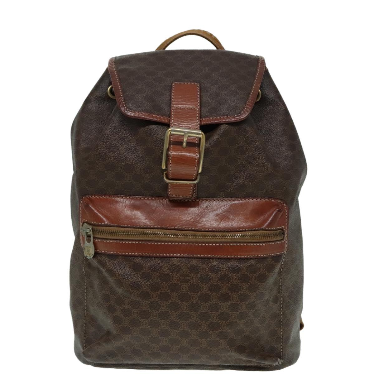 CELINE Macadam Canvas Backpack Brown Gold Auth ep5746