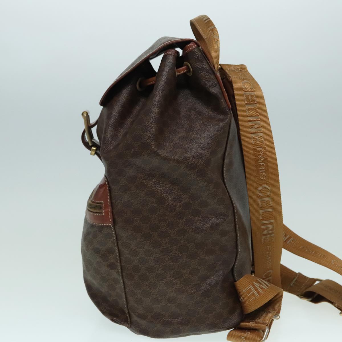 CELINE Macadam Canvas Backpack Brown Gold Auth ep5746