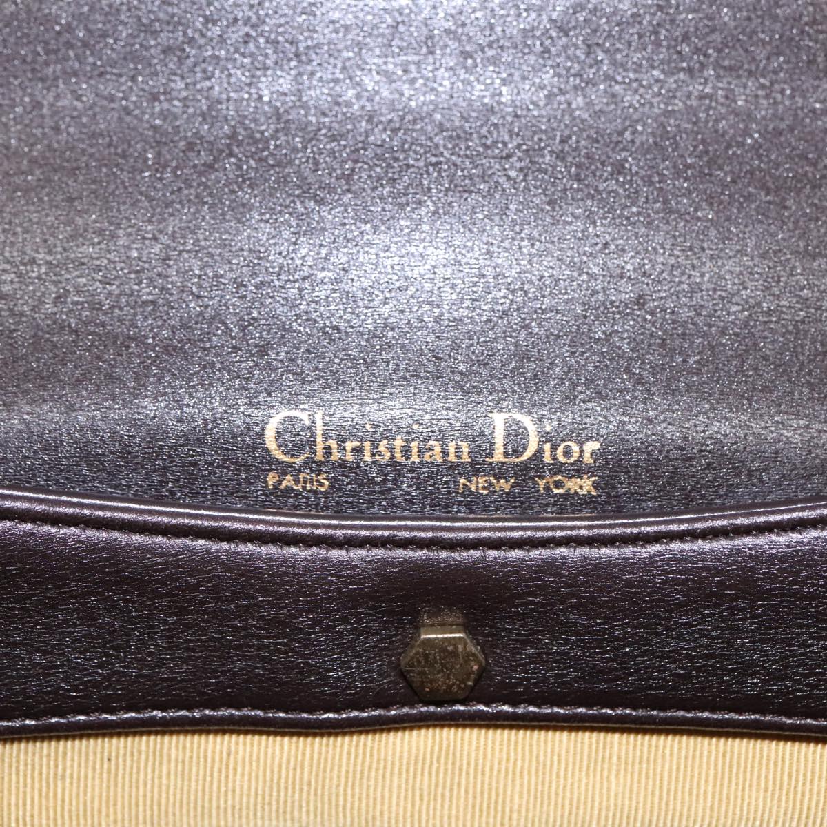 Christian Dior Hand Bag Leather 2way Brown Gold Auth ep5749