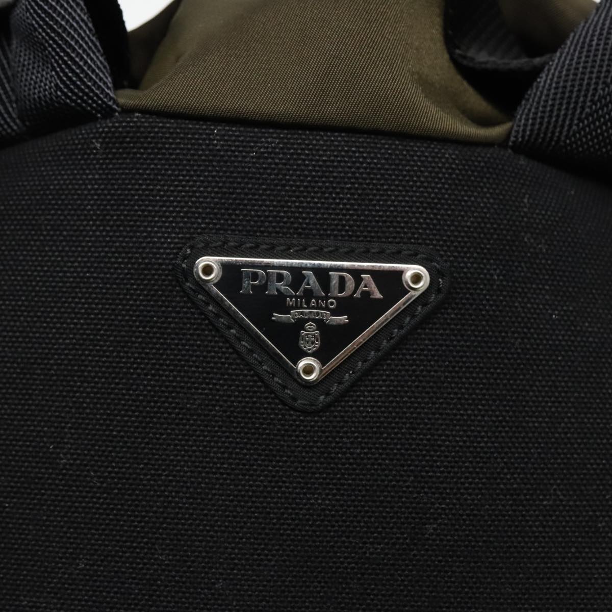 PRADA Backpack Nylon Khaki Silver Auth ep5764