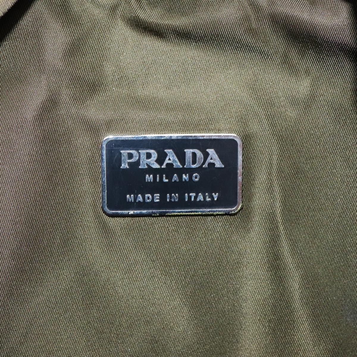 PRADA Backpack Nylon Khaki Silver Auth ep5764