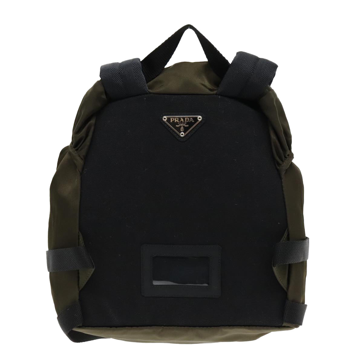 PRADA Backpack Nylon Khaki Silver Auth ep5764