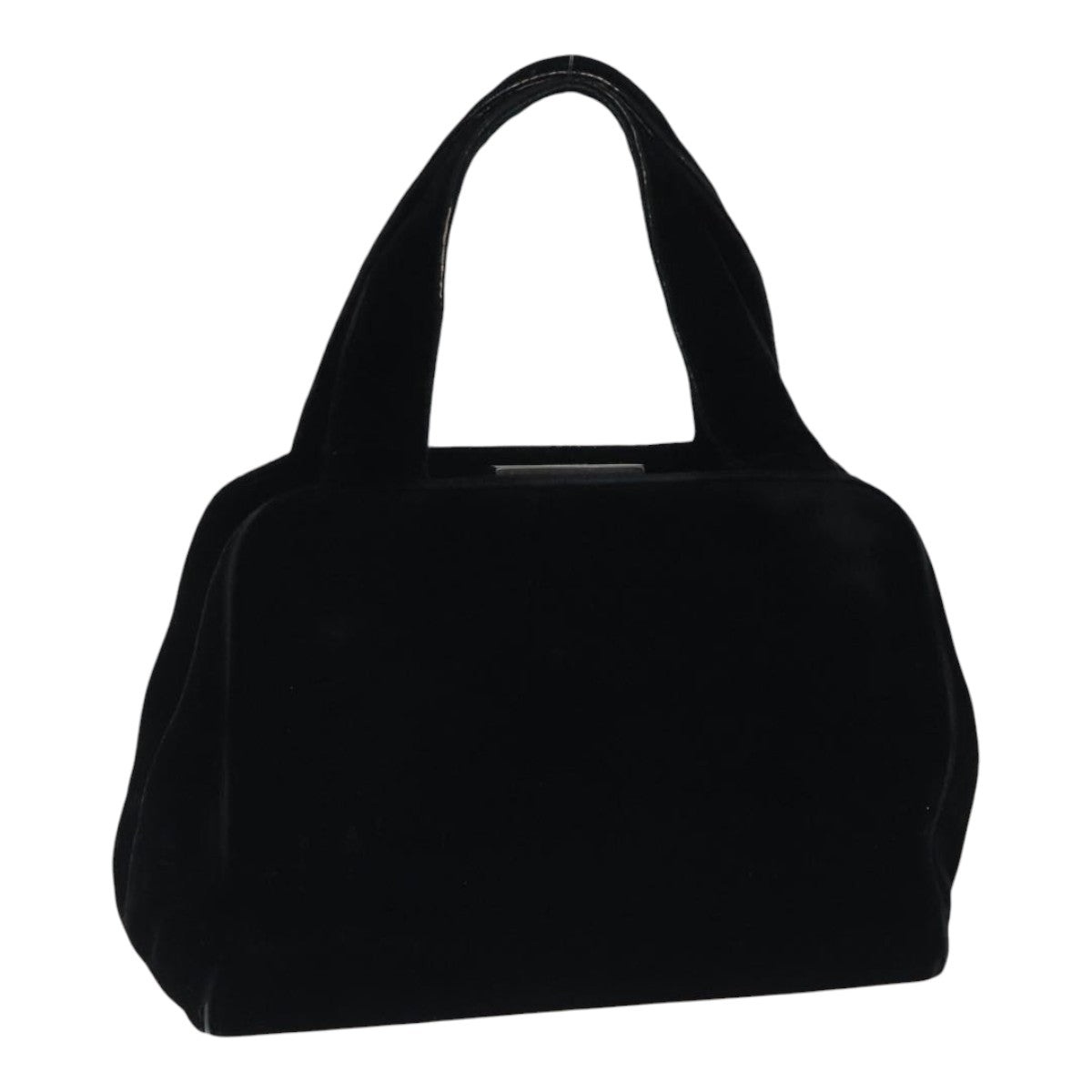 PRADA Hand Bag Velor Black Auth ep5780