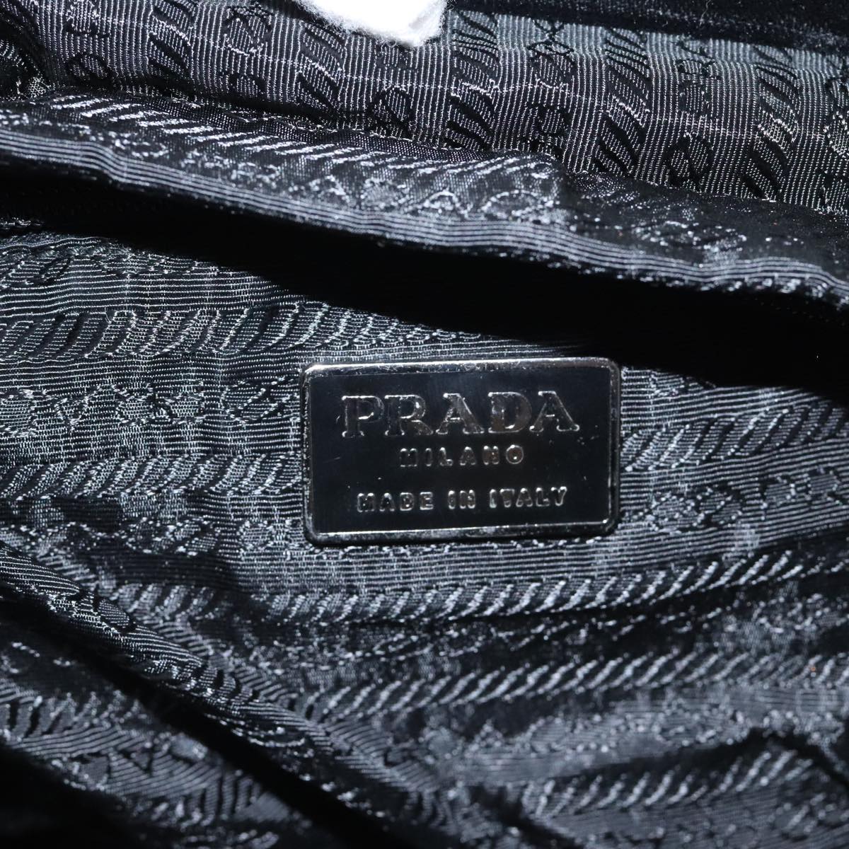 PRADA Hand Bag Velor Black Auth ep5780