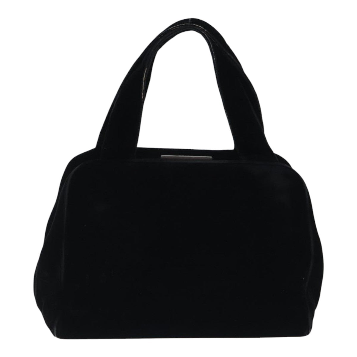 PRADA Hand Bag Velor Black Auth ep5780