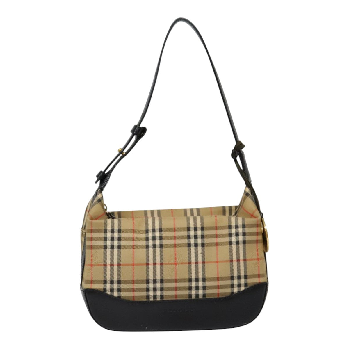 BURBERRY Nova Check Hand Bag Canvas Beige Gold Auth ep5781