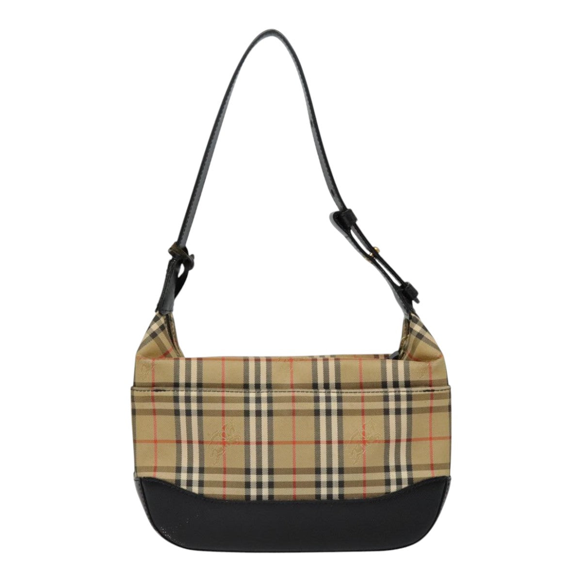 BURBERRY Nova Check Hand Bag Canvas Beige Gold Auth ep5781