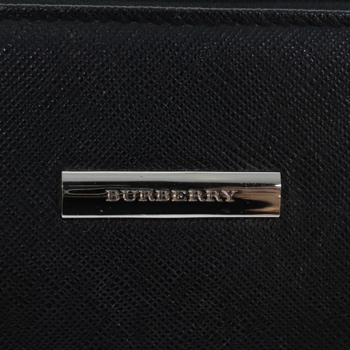 BURBERRY Hand Bag Leather Black Silver Auth ep5789