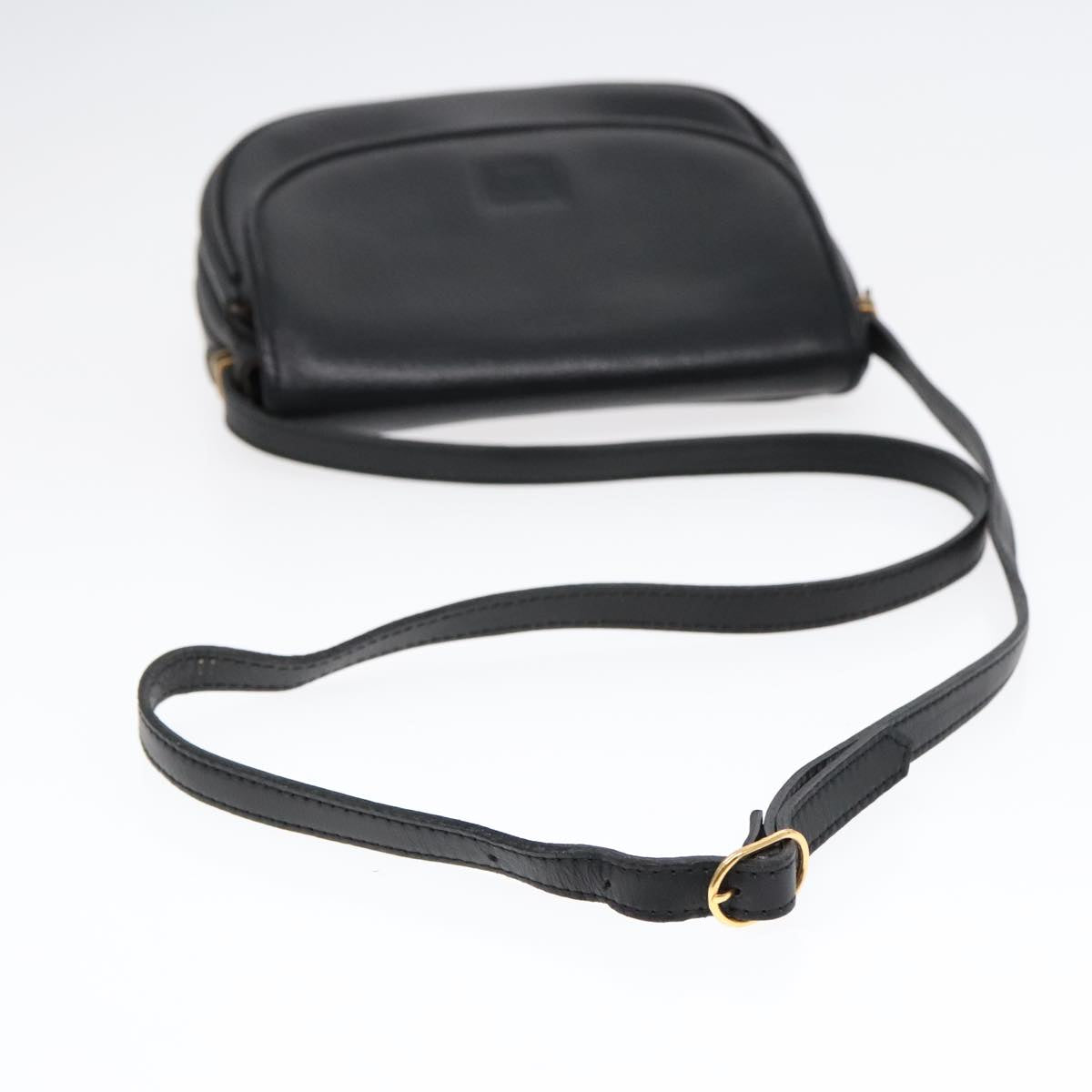 Burberrys Shoulder Bag Leather Black Gold Auth ep5798