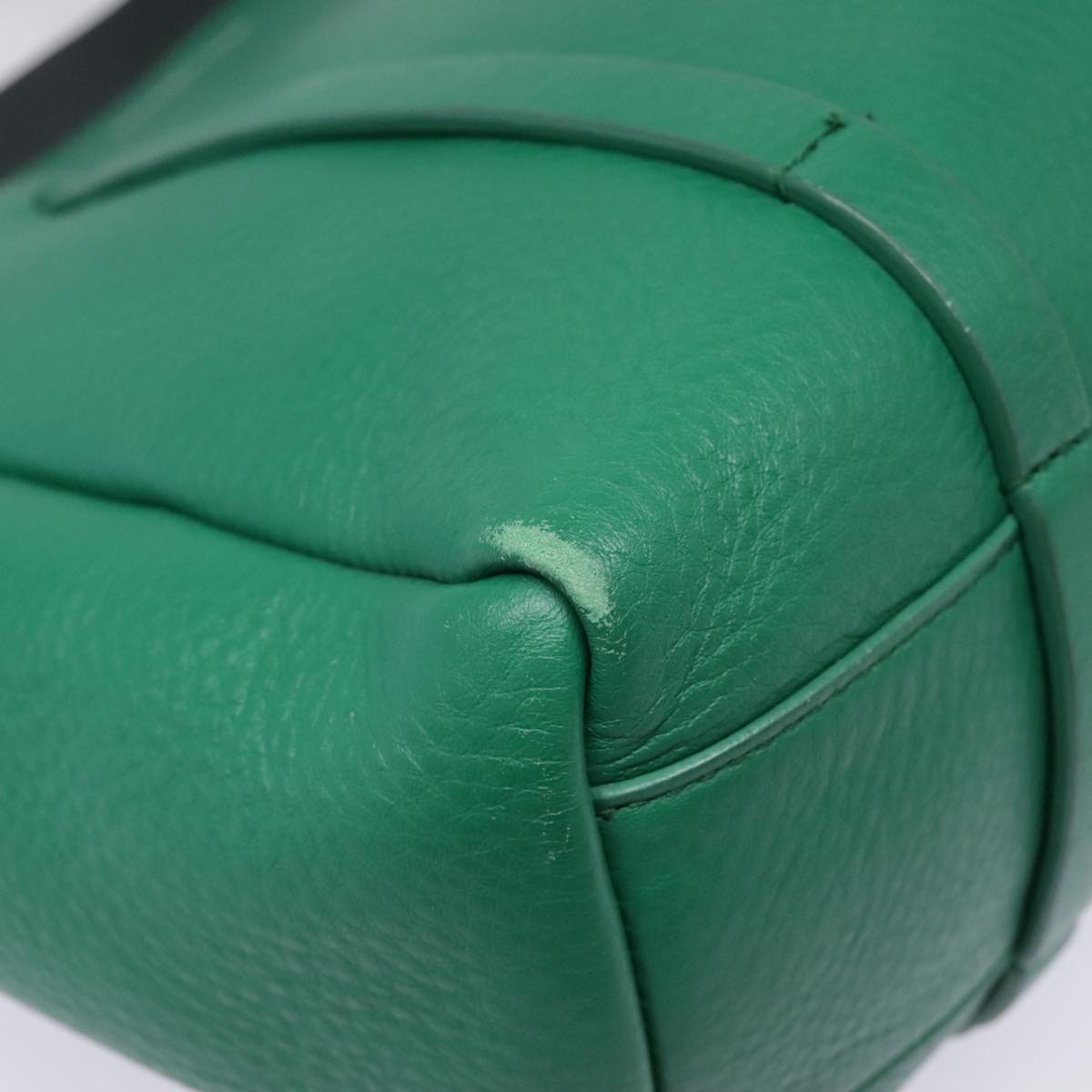 BALENCIAGA Tote Bag Leather 2way Green Silver Auth ep5837