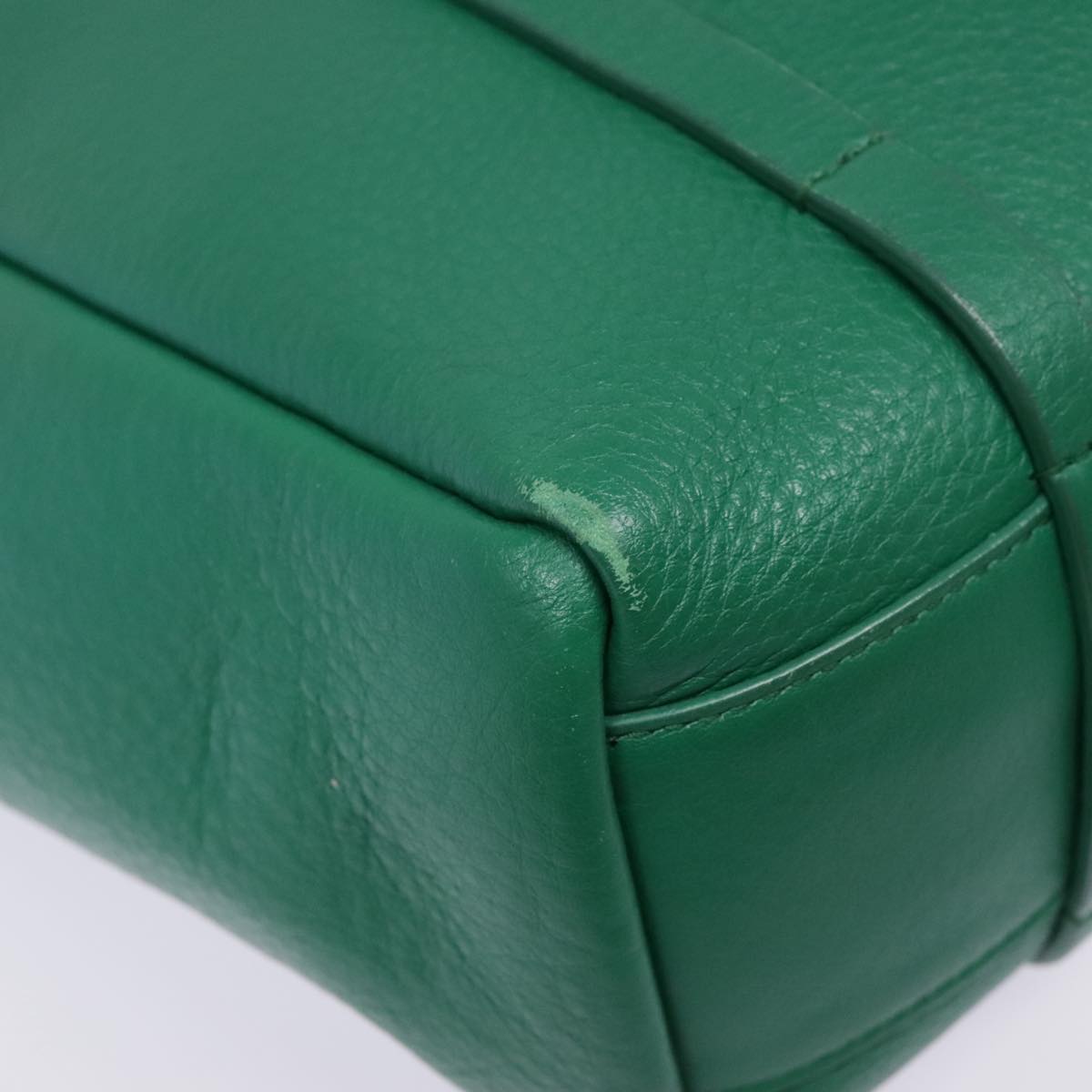 BALENCIAGA Tote Bag Leather 2way Green Silver Auth ep5837