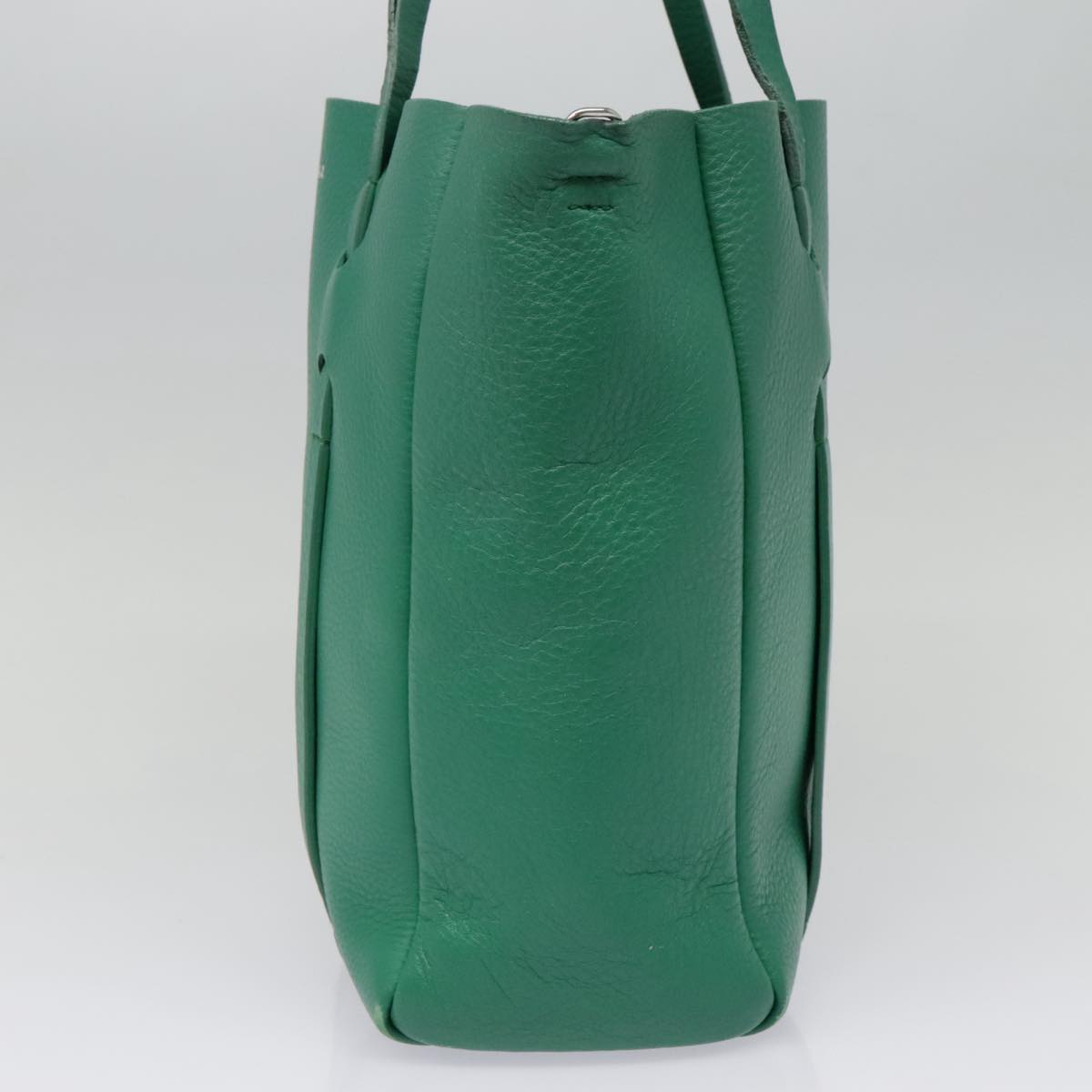 BALENCIAGA Tote Bag Leather 2way Green Silver Auth ep5837