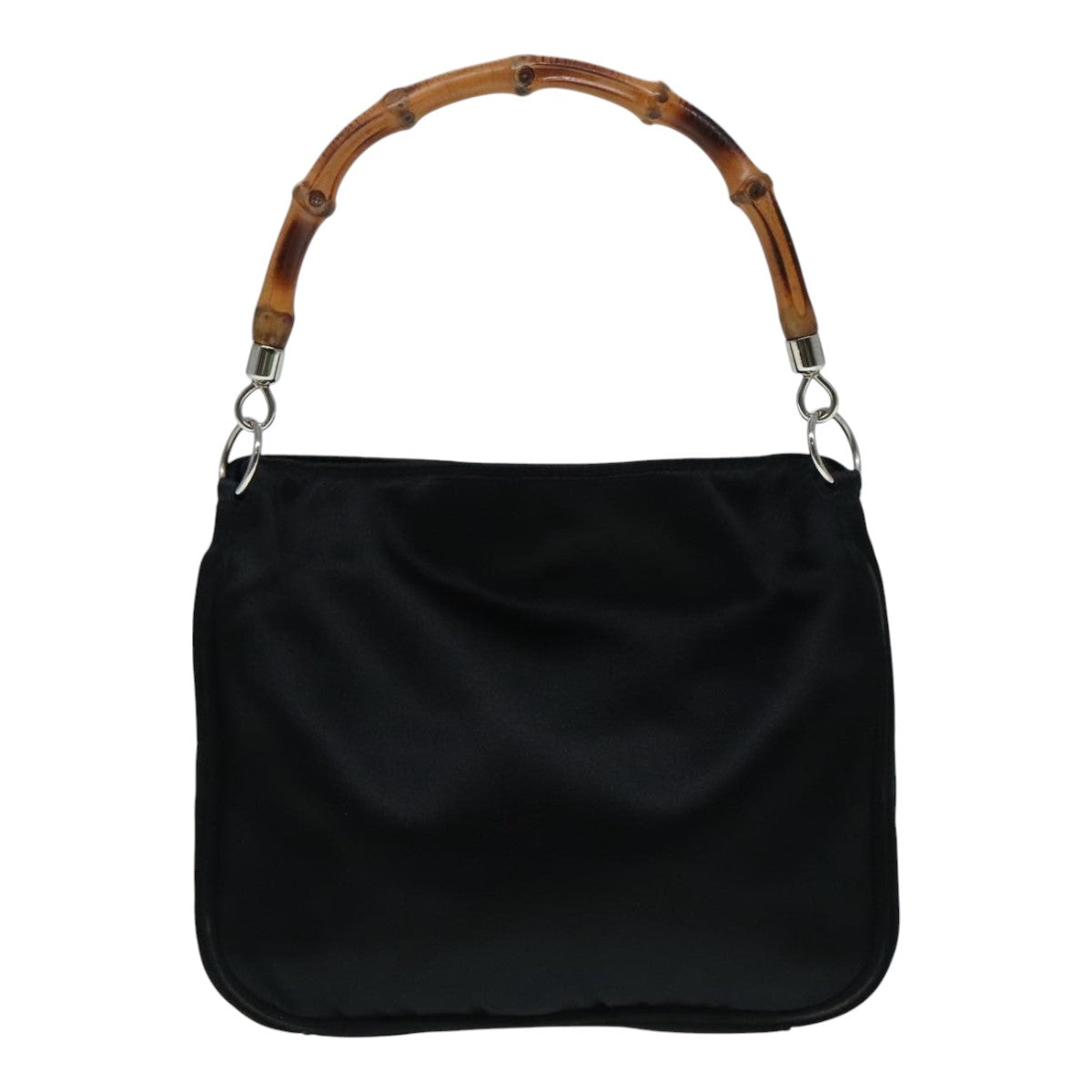 GUCCI Bamboo Hand Bag Satin 2way Black Silver 005 0406 0315 Auth ep5854