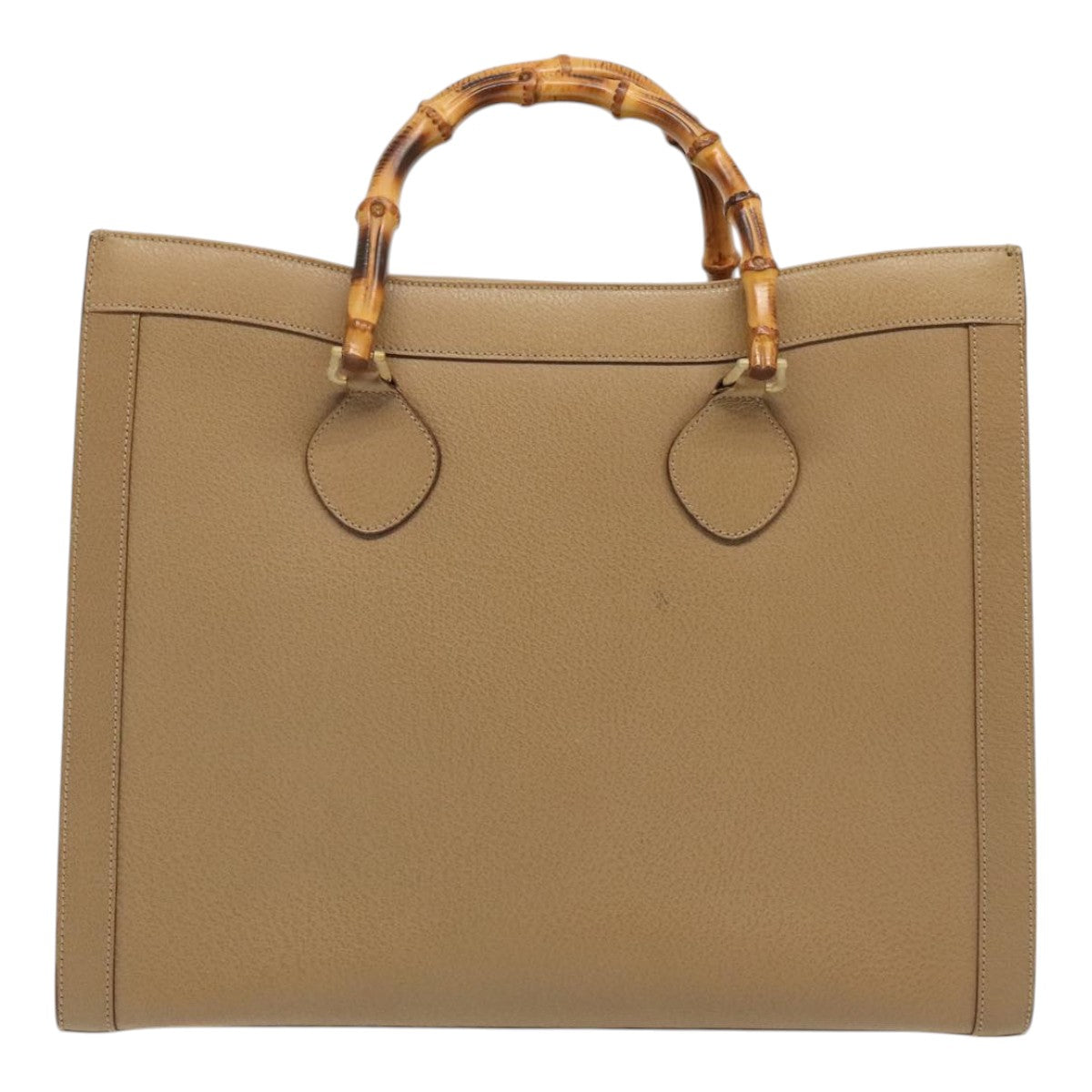 GUCCI Bamboo Hand Bag Leather Beige Gold 002 1186 0259 Auth ep5869