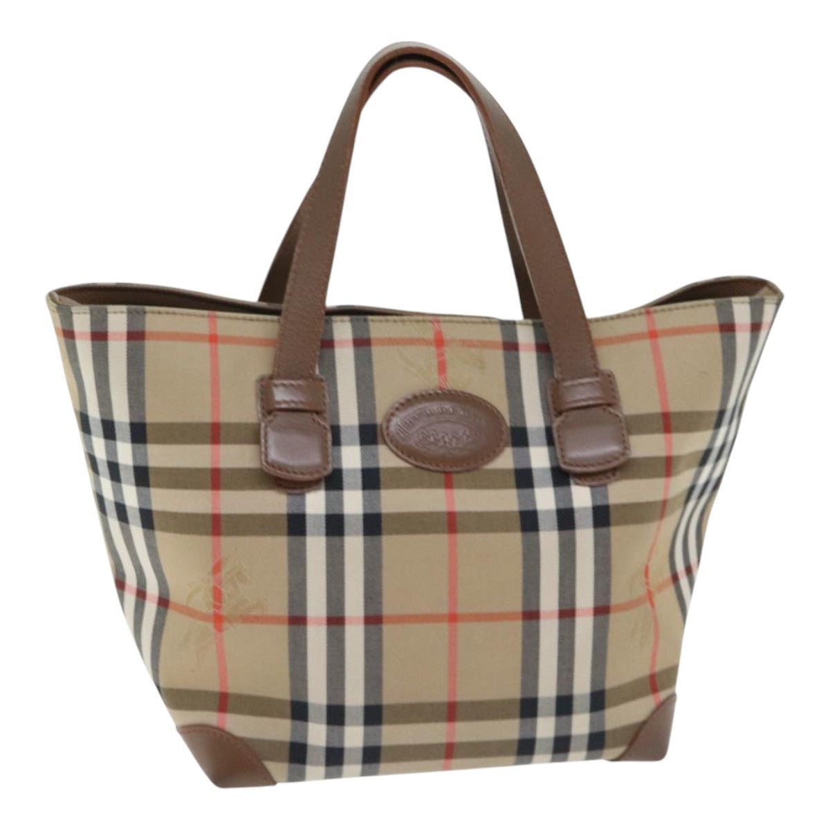 BURBERRY Nova Check Tote Bag Canvas Leather Beige Brown gold Auth ep5873