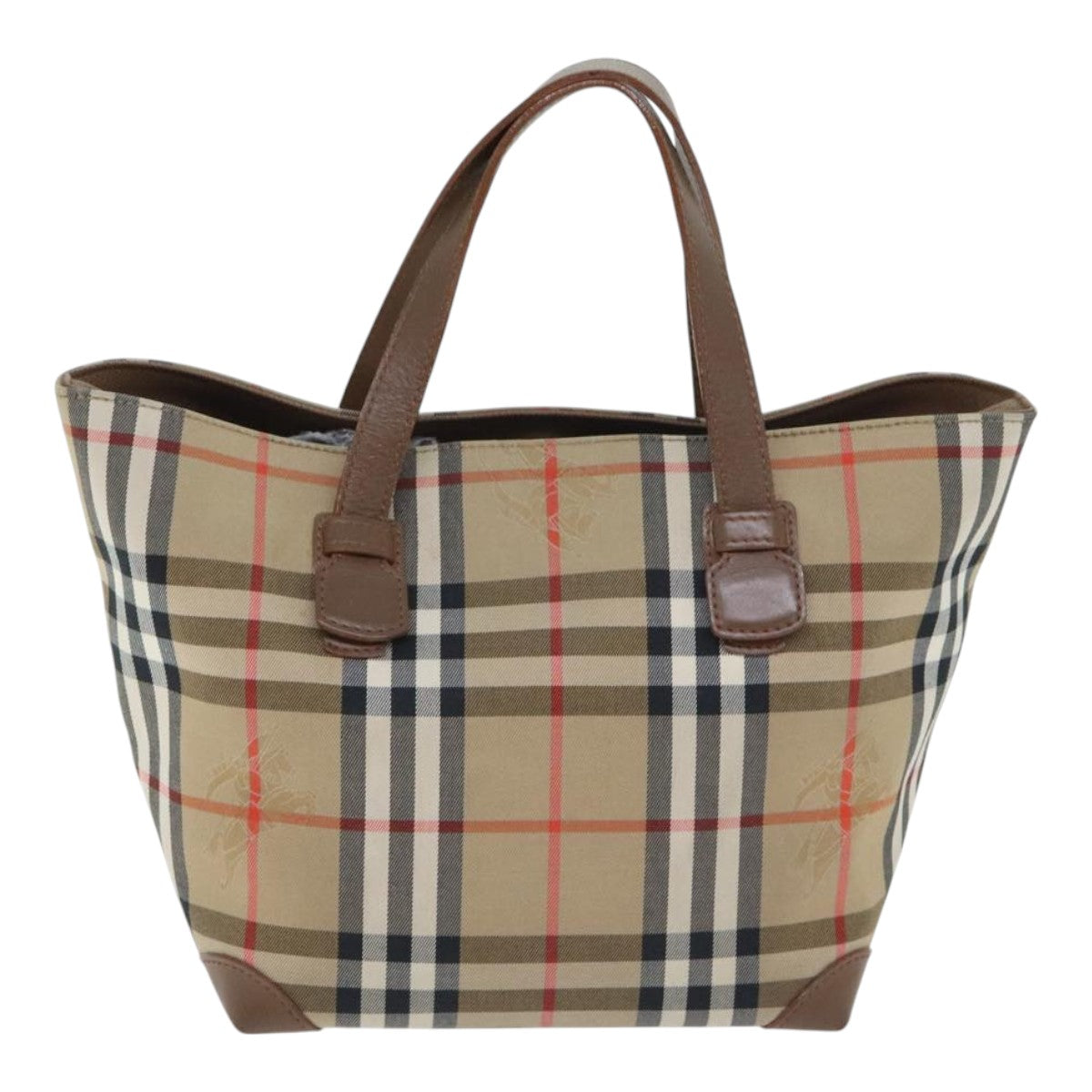 BURBERRY Nova Check Tote Bag Canvas Leather Beige Brown gold Auth ep5873