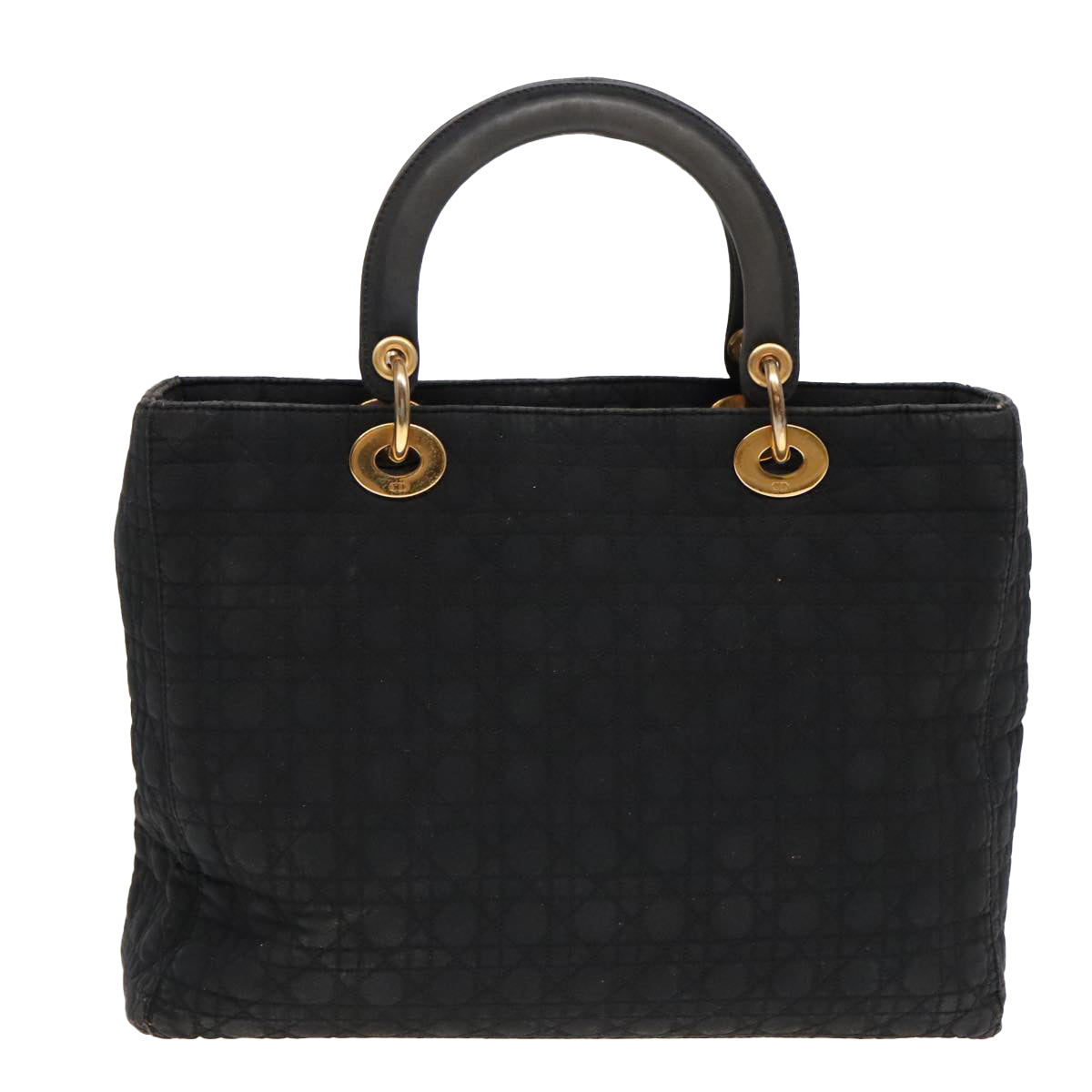 Christian Dior Canage Hand Bag Nylon Black Gold Auth ep5903