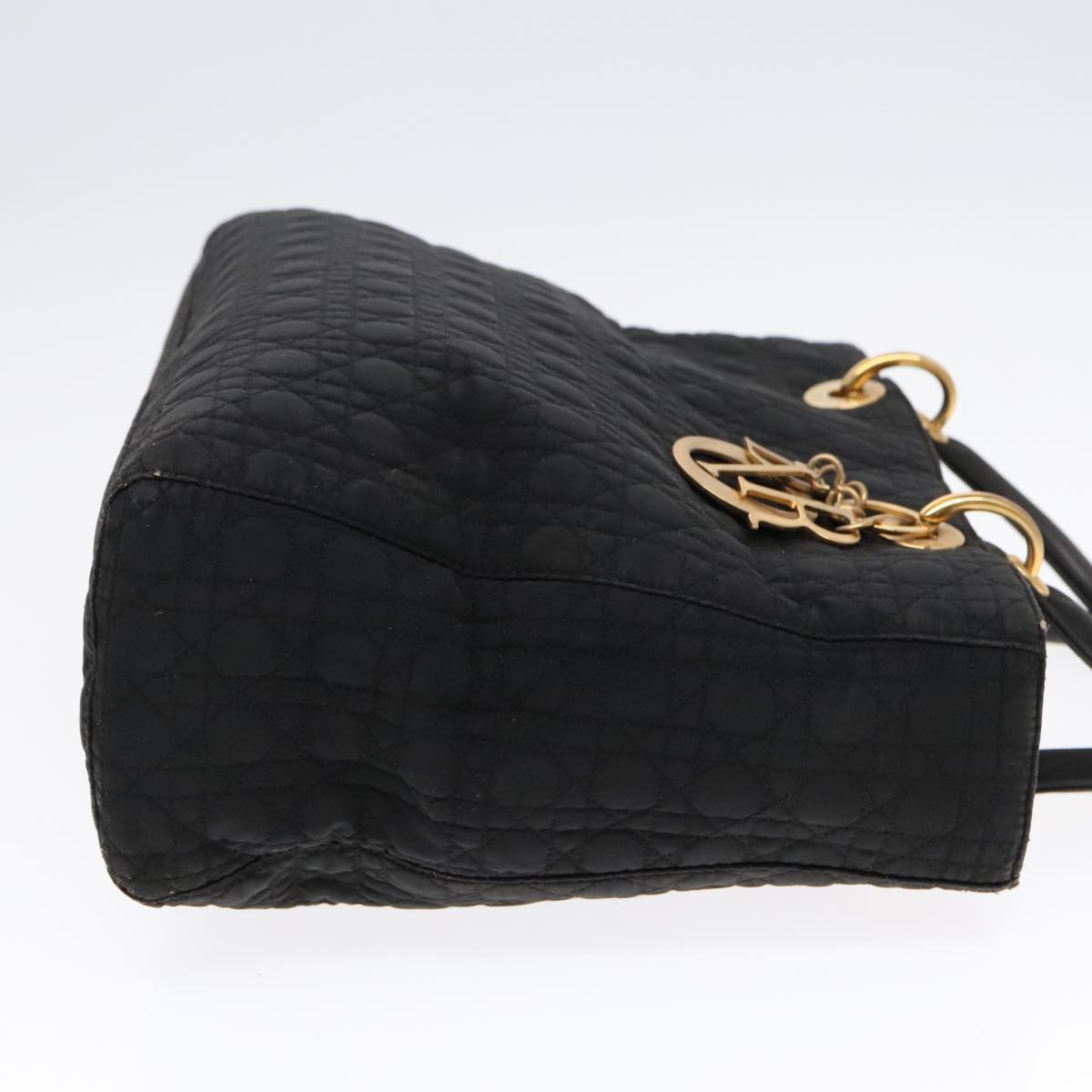 Christian Dior Canage Hand Bag Nylon Black Gold Auth ep5903