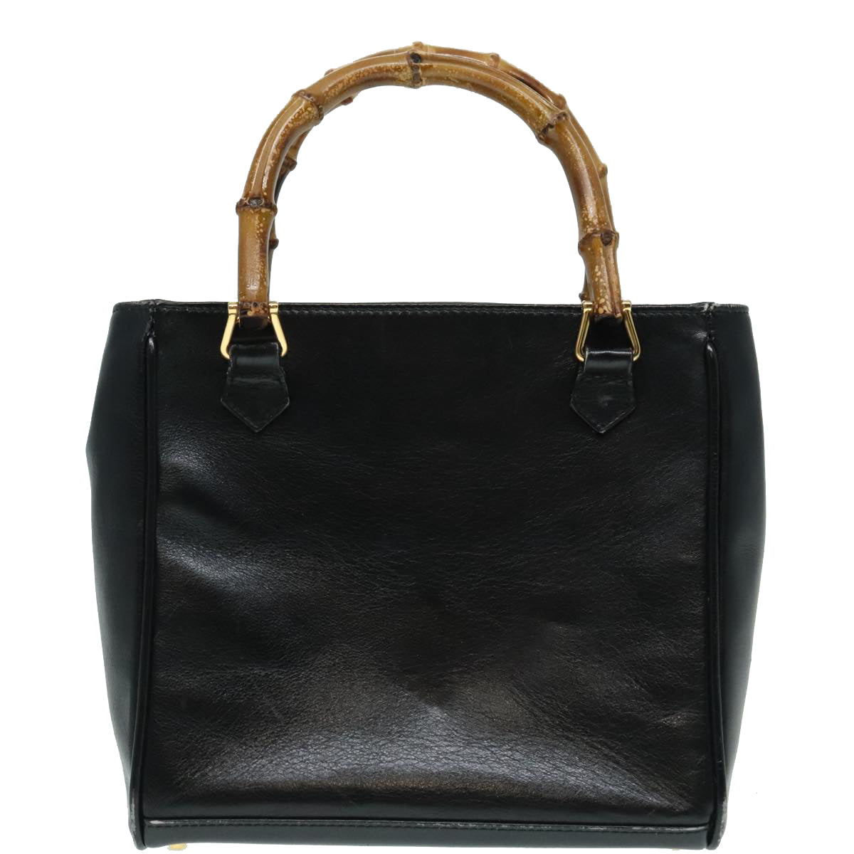 GUCCI Bamboo Hand Bag Leather 2way Black 000 122 0316 Auth ep5955