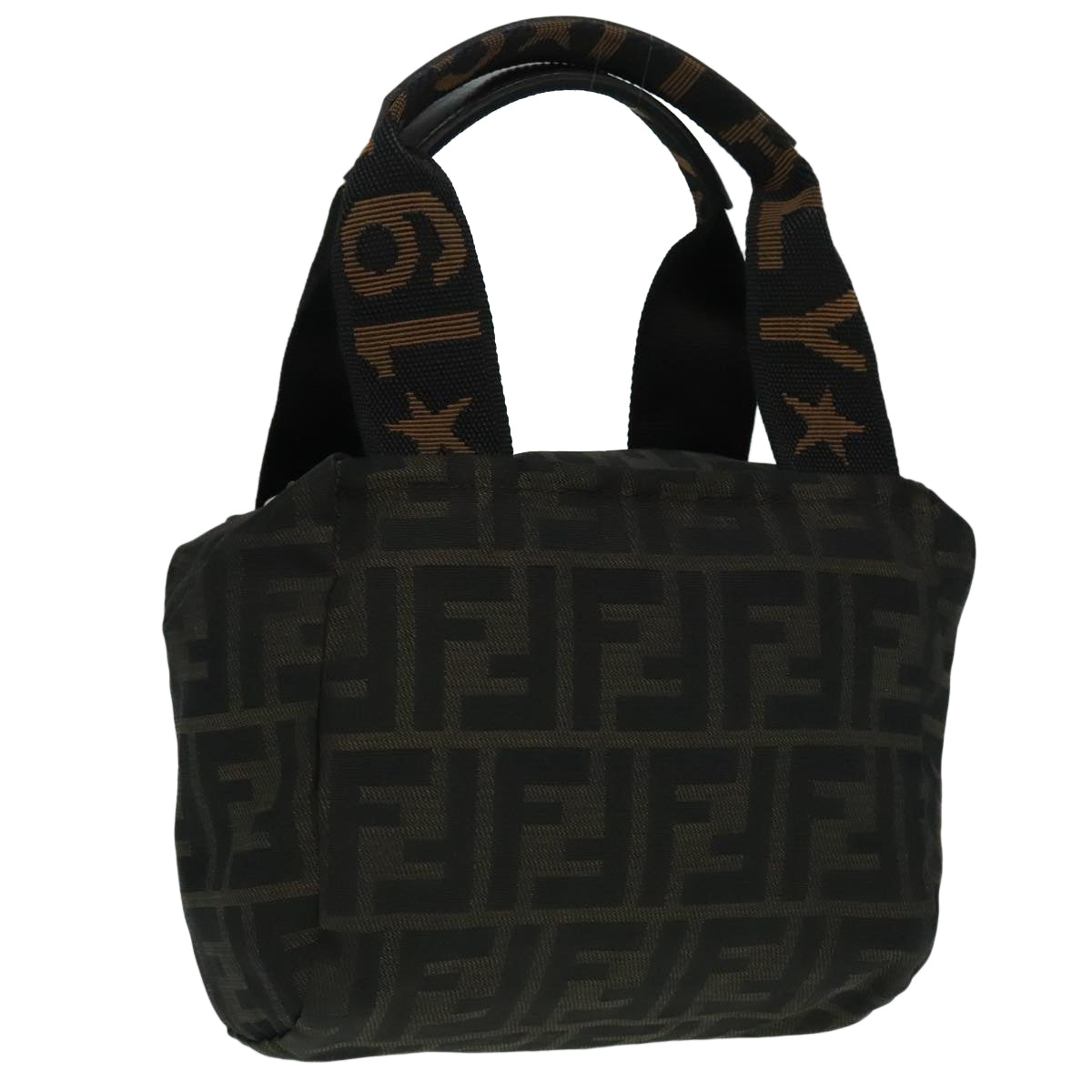 FENDI Zucca Canvas Hand Bag Brown Black Auth ep5977