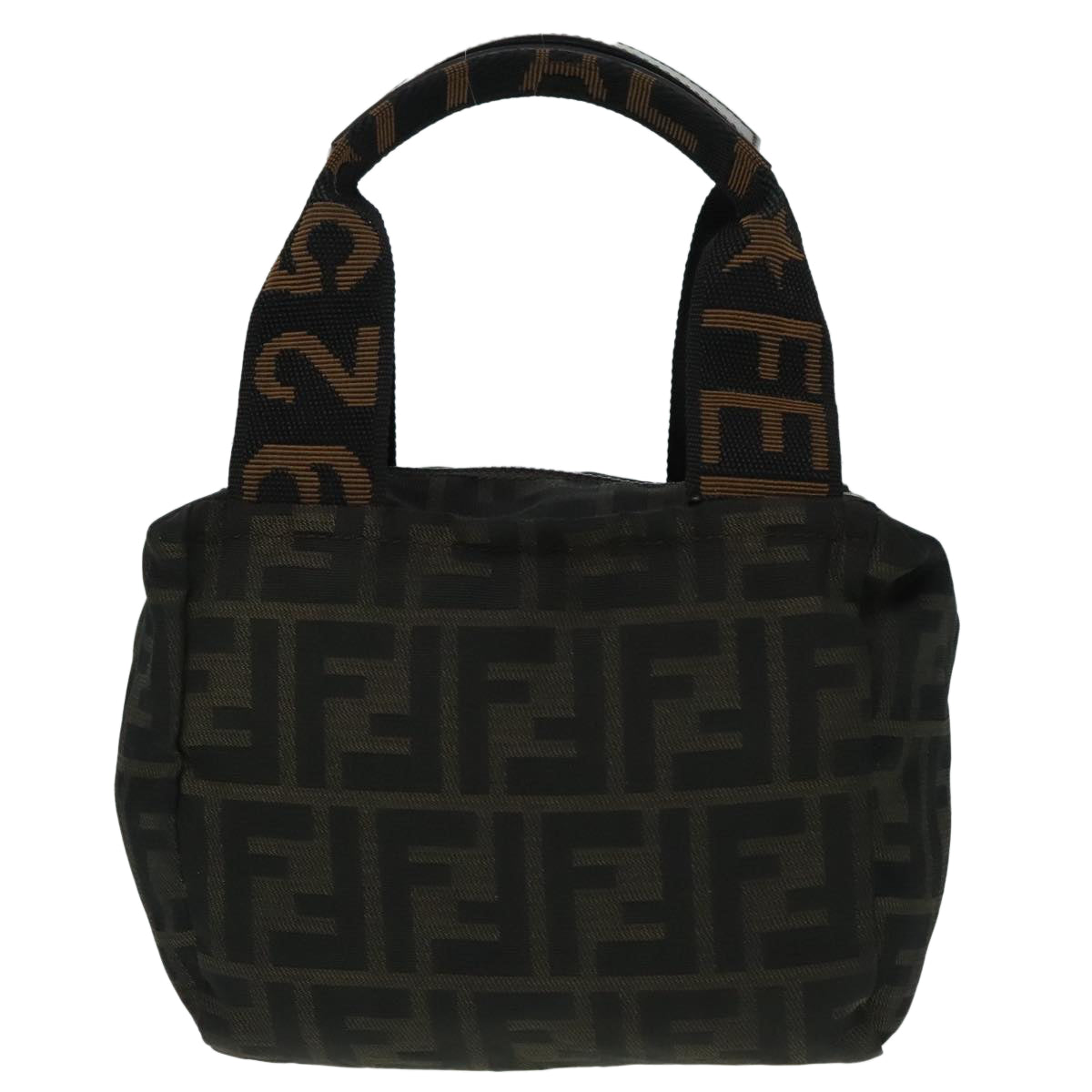 FENDI Zucca Canvas Hand Bag Brown Black Auth ep5977