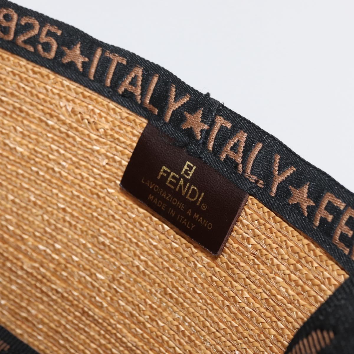 FENDI Tote Bag Straw Beige Auth ep5982