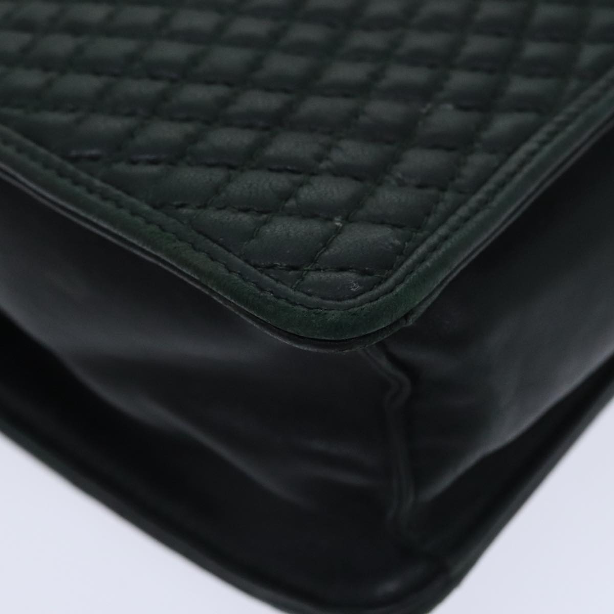 BALLY Quilted Hand Bag Leather Green Auth ep5986