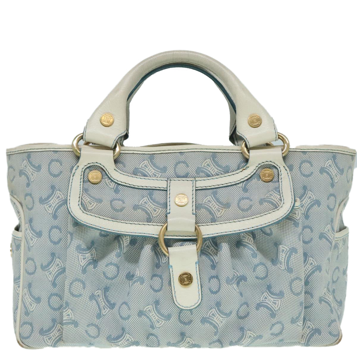 CELINE C Macadam Canvas Hand Bag Light Blue Auth ep5994