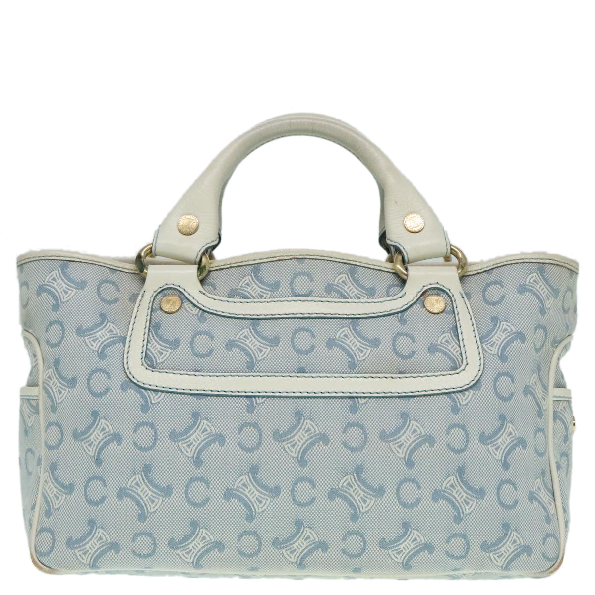 CELINE C Macadam Canvas Hand Bag Light Blue Auth ep5994